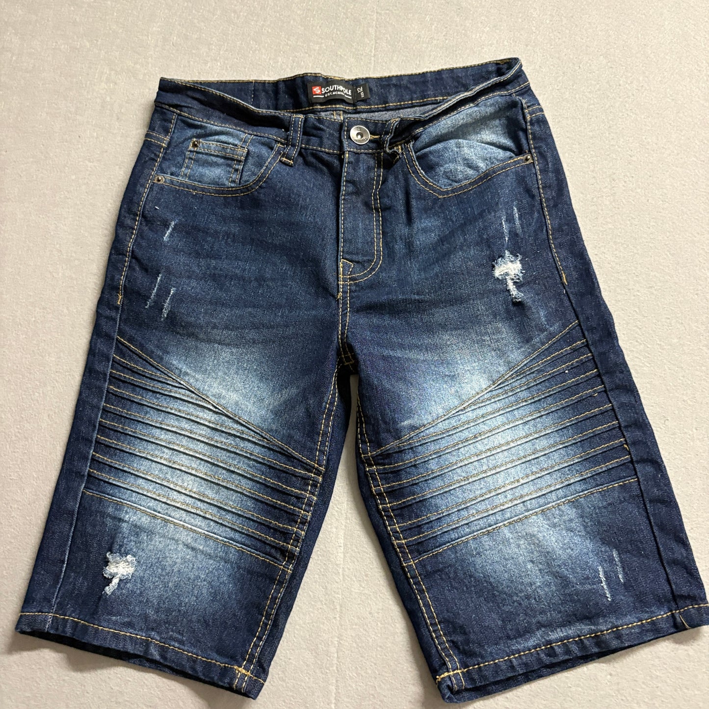 Southpole Moto Denim Shorts 1/2 Fits Like 26 Biker Y2K Streetwear Jorts
