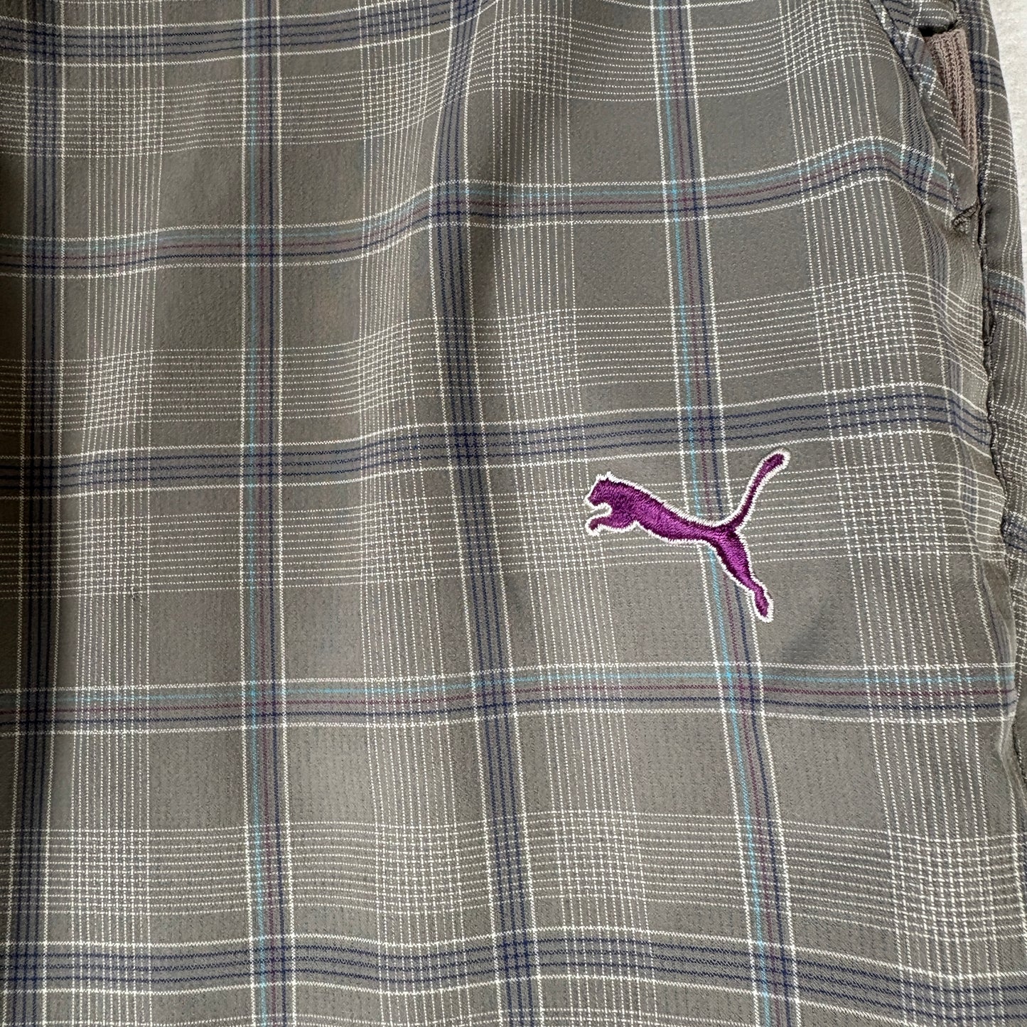 Puma Pants Mens 36x32 Plaid Gray Golf Casual Lifestyle Stretch Comfort Trousers