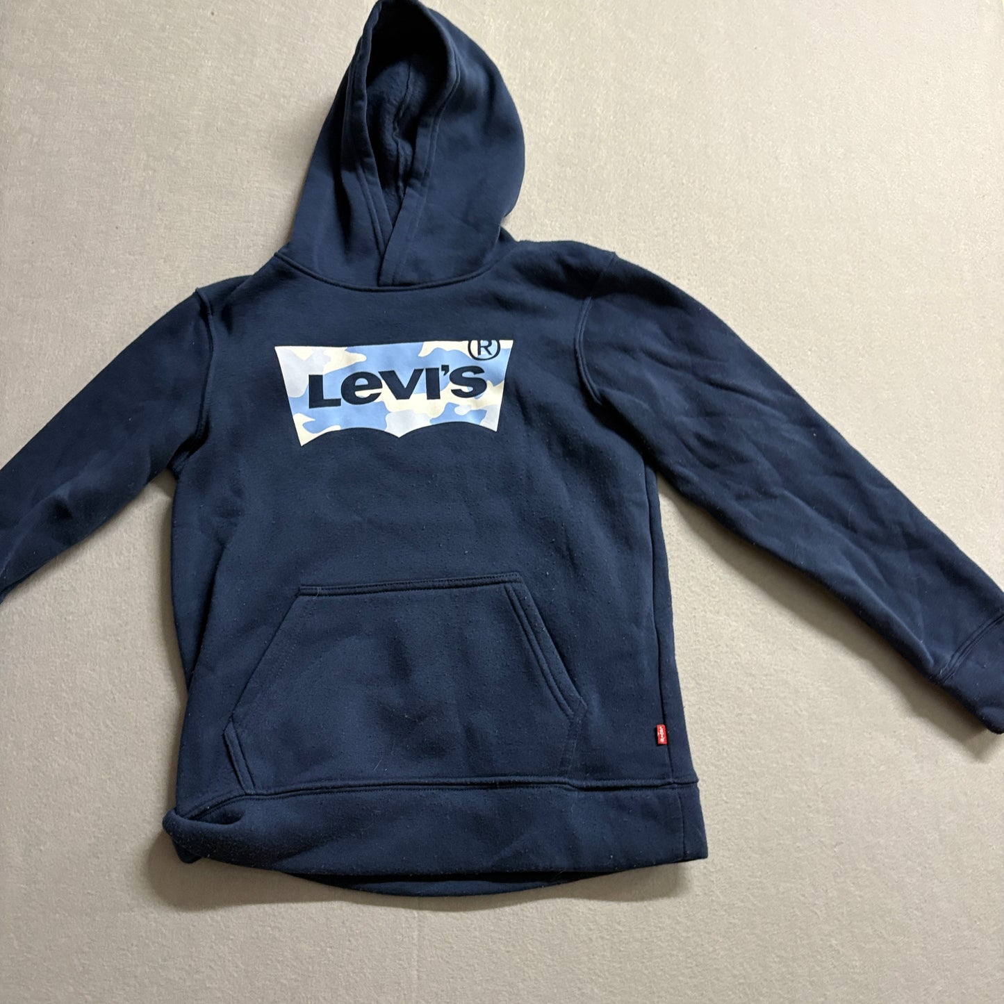 Levi’s Hoodie Youth Medium Fits Like XS Navy Camo Logo Pullover Y2K