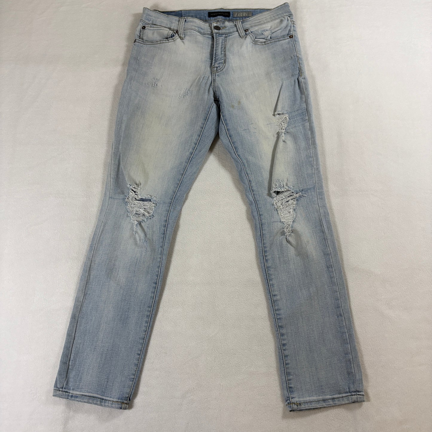 Distressed Skinny Jeans Light Wash Aeropostale 8 Fits 31X29 Y2K Stretch Denim