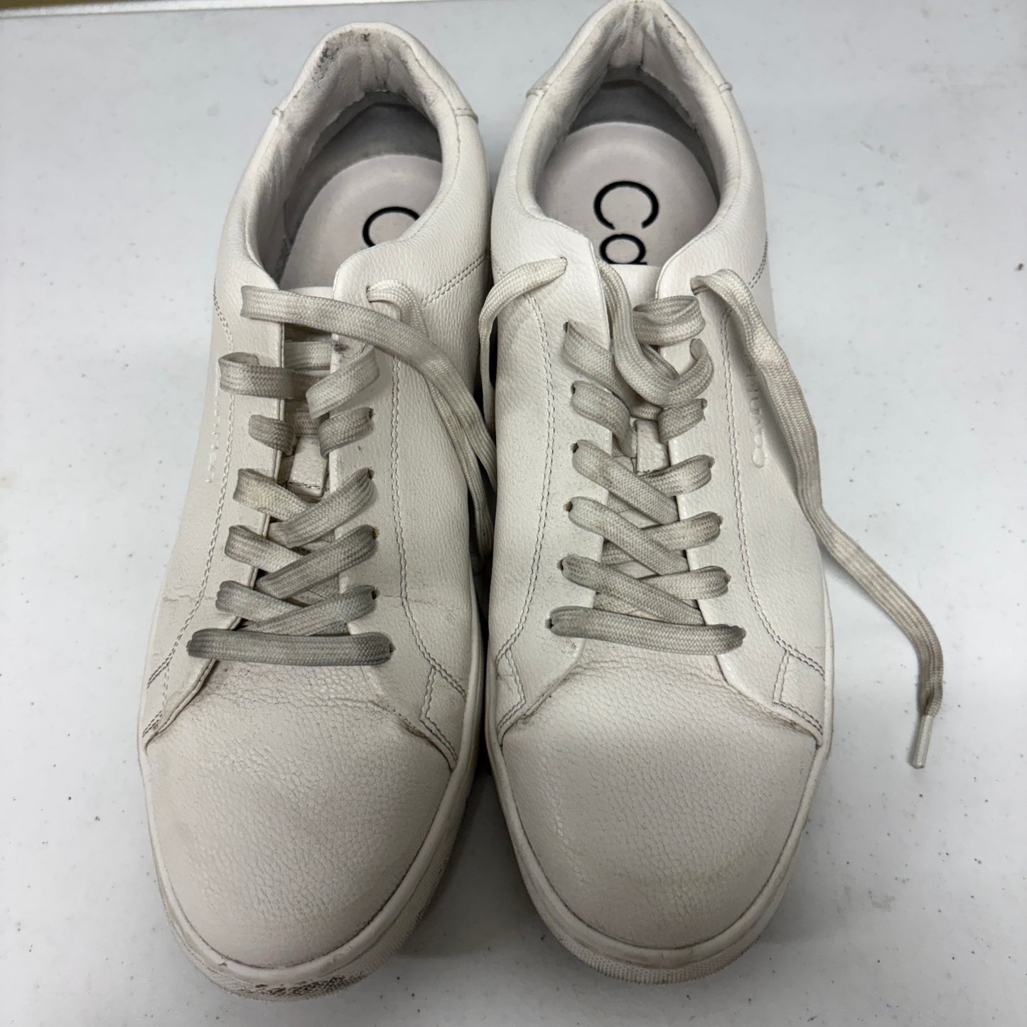 Calvin Klein White Low Top Sneakers Mens Size 10.5 Casual Lace Up Shoes