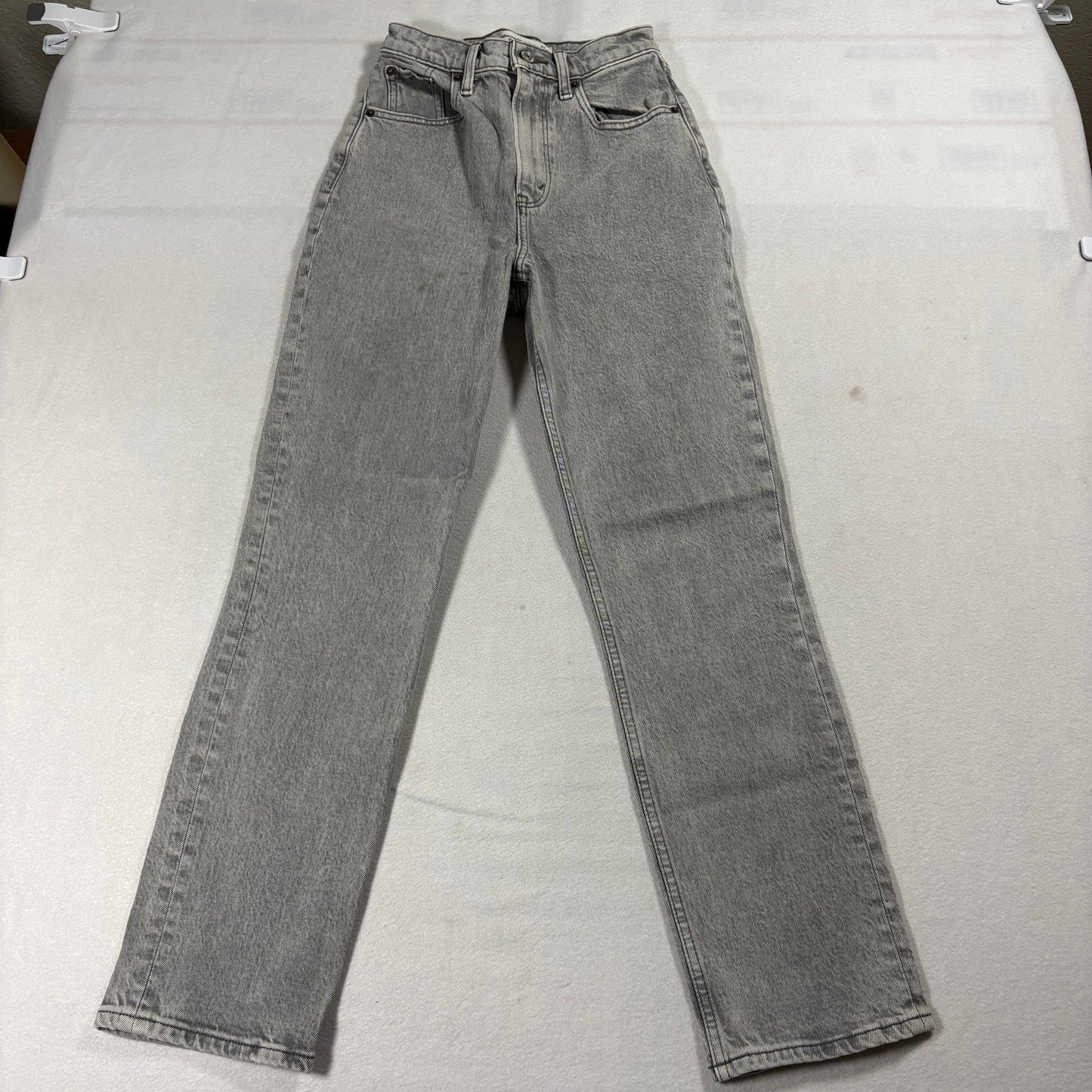 Abercrombie 90s Straight Jeans Womens 23 Curve Love Grey Ultra High Rise