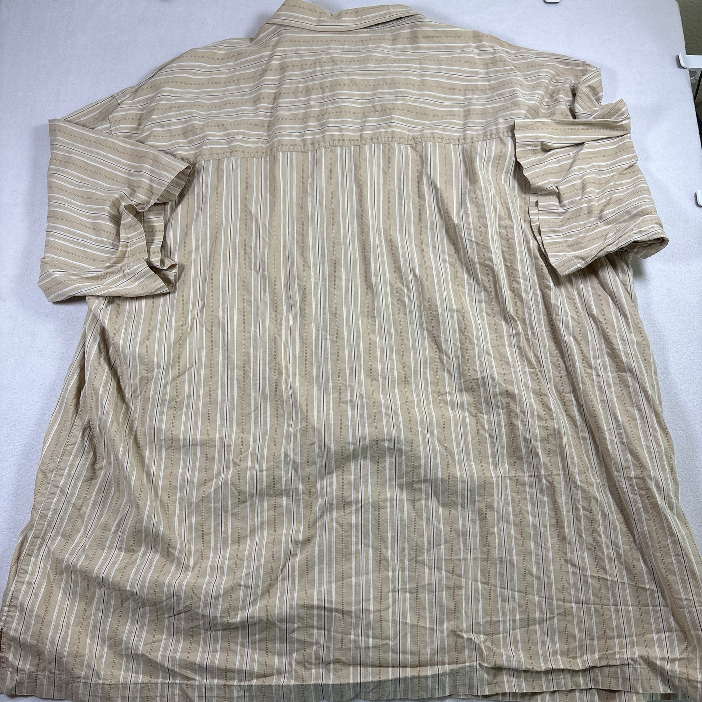 Knockout Mens Shirt 6XL Beige Striped Button Up Short Sleeve Big Tall Casual