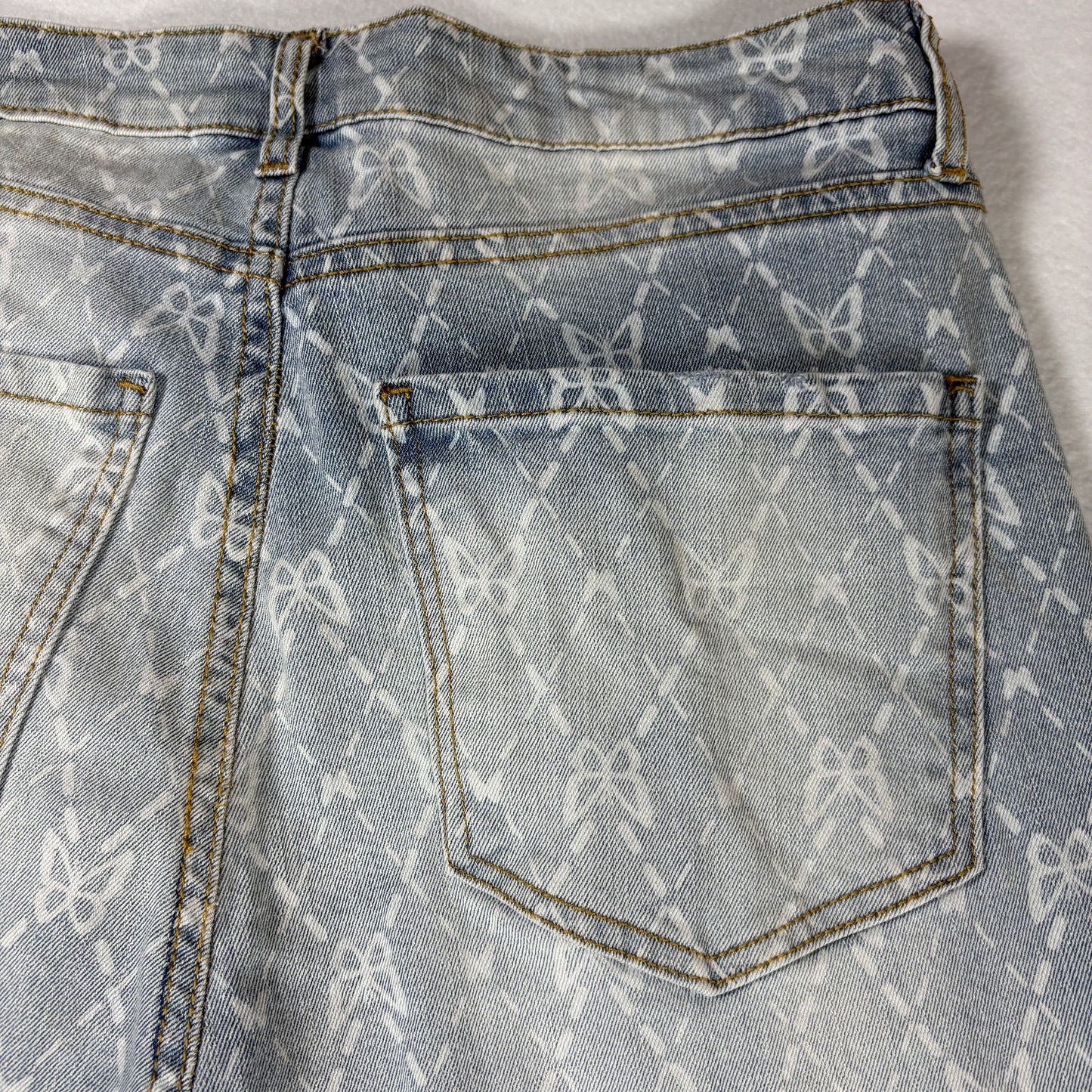 No Boundaries Jeans Womens 11 Blue Print Distressed Flare Leg Boho Y2K Denim