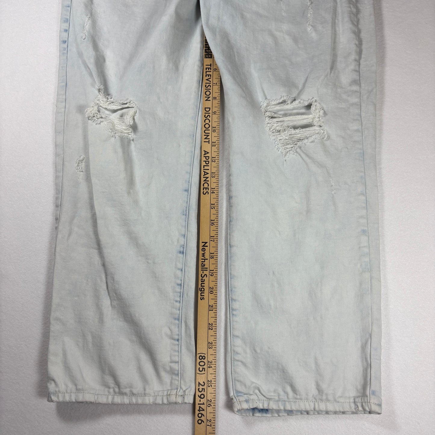 a.n.a Jeans Womens 18 High Rise Straight Distressed Ripped Light Wash Denim