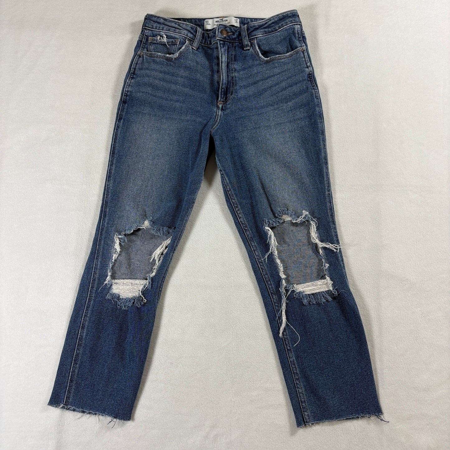 Distressed Mom Jeans High Rise Hollister W27 L25 Fits Like 26X23 Blue Y2K Denim