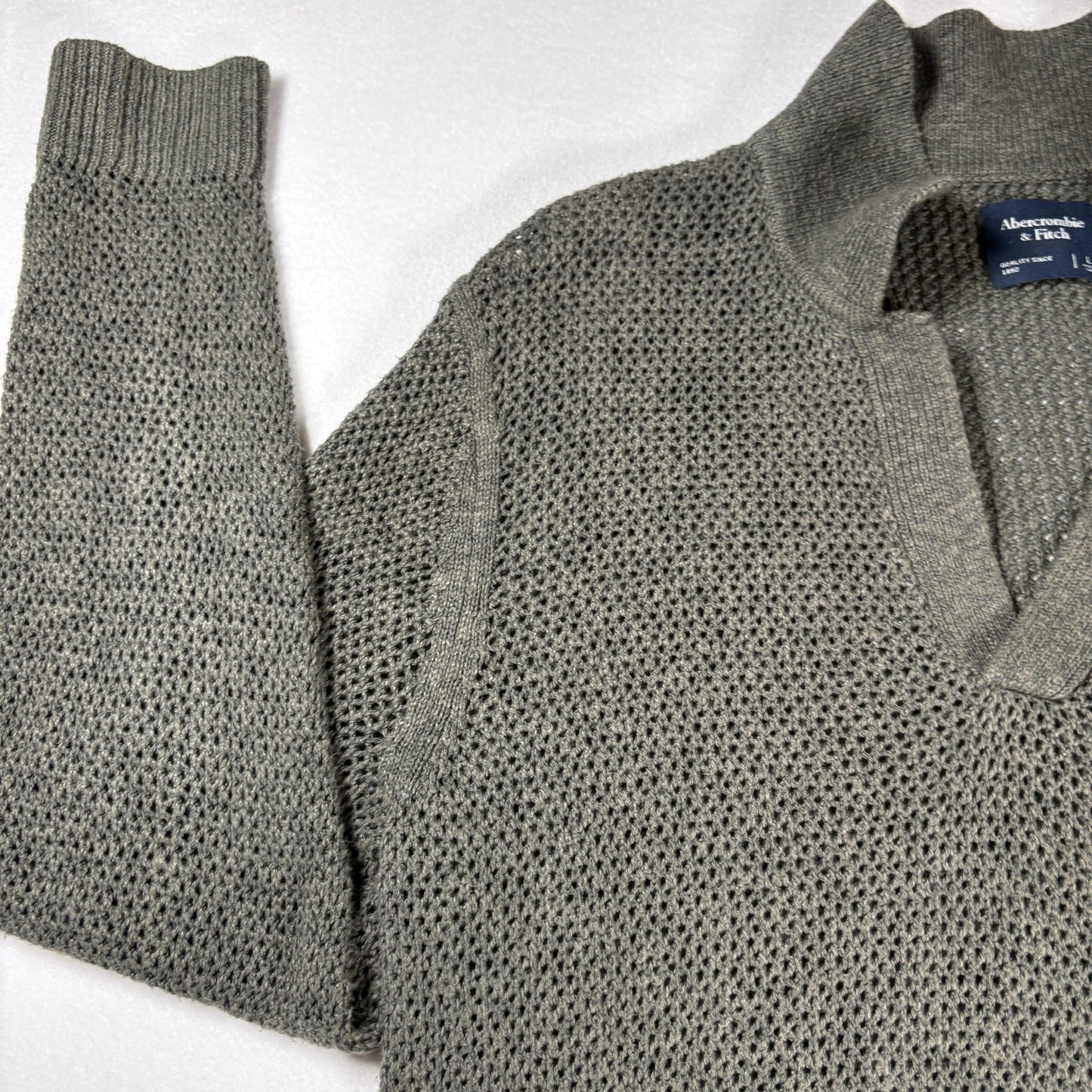 Abercrombie & Fitch Sweater Mens L Gray Knit Shawl Collar Pullover Casual