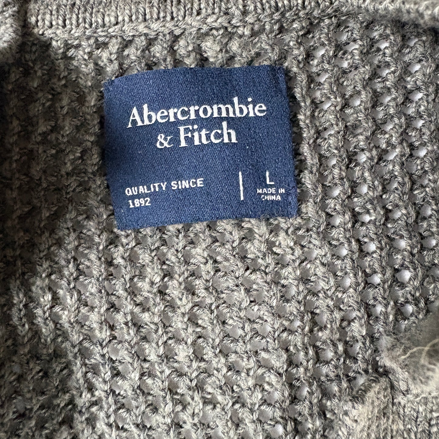 Abercrombie & Fitch Sweater Mens L Gray Knit Shawl Collar Pullover Casual