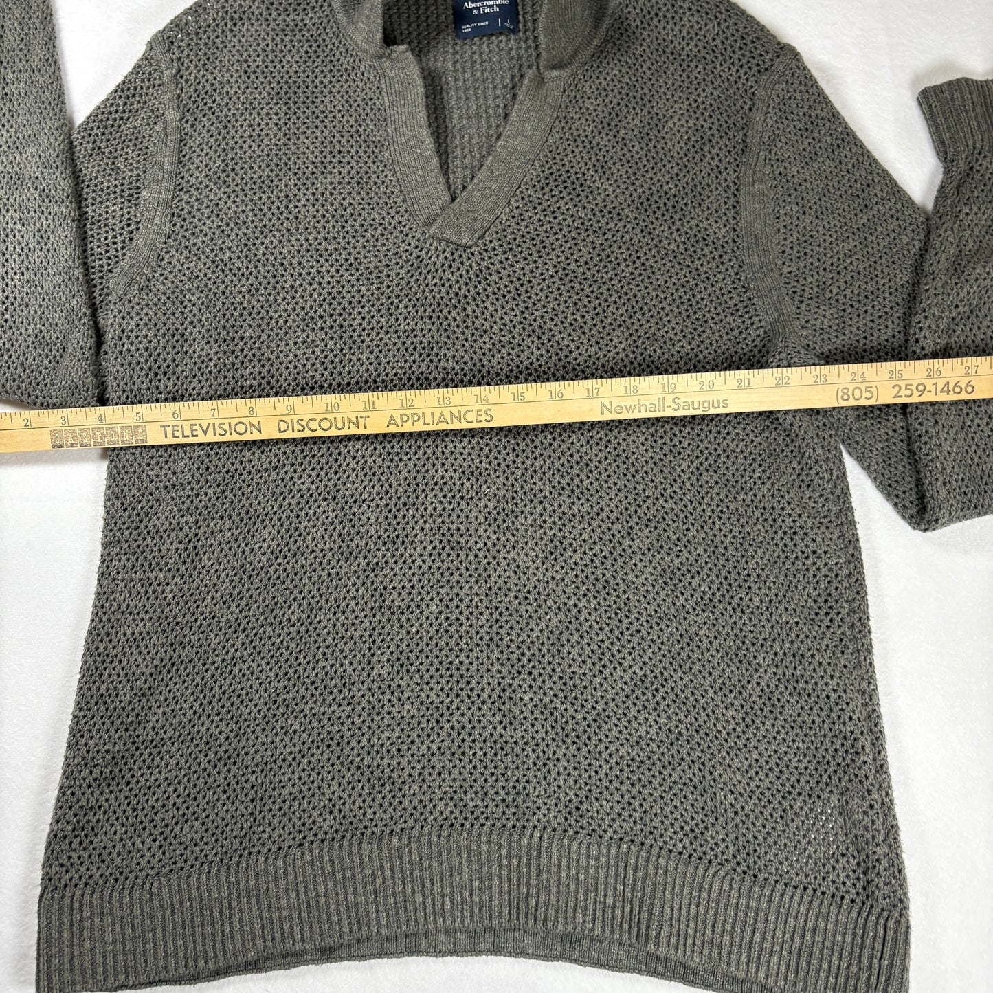Abercrombie & Fitch Sweater Mens L Gray Knit Shawl Collar Pullover Casual