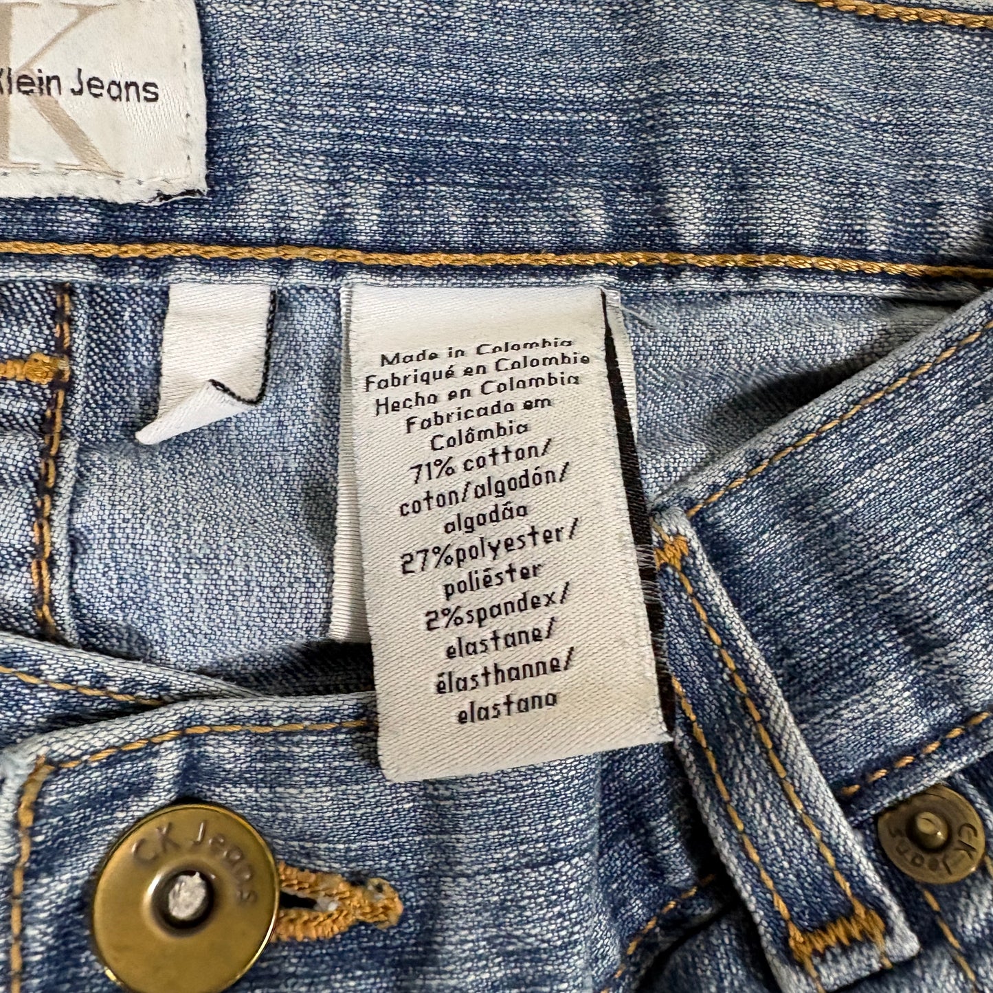 Calvin Klein Womens Jeans Size 7 Blue Y2K 90s Grunge Bootcut Stretch Denim