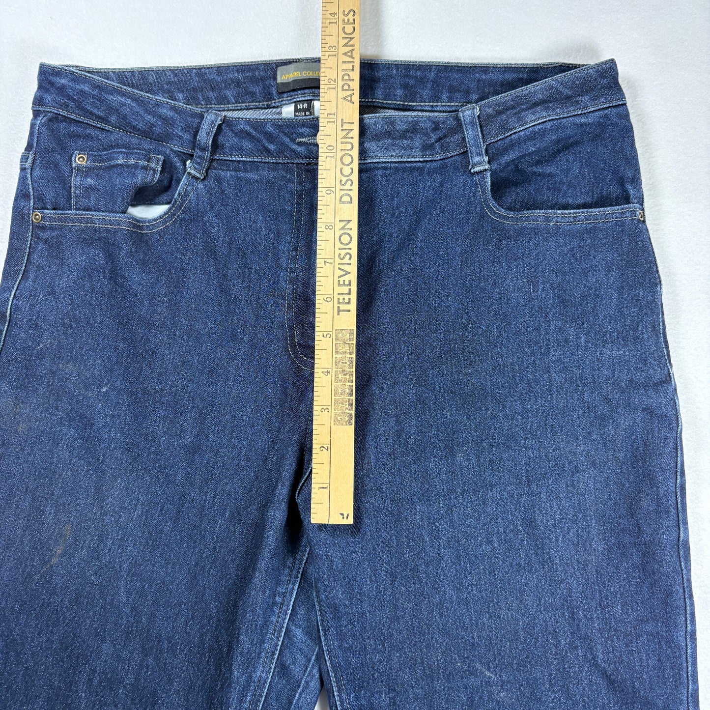 Apparel Collection Jeans Womens 14R Dark Wash Stretch Straight Denim Pants