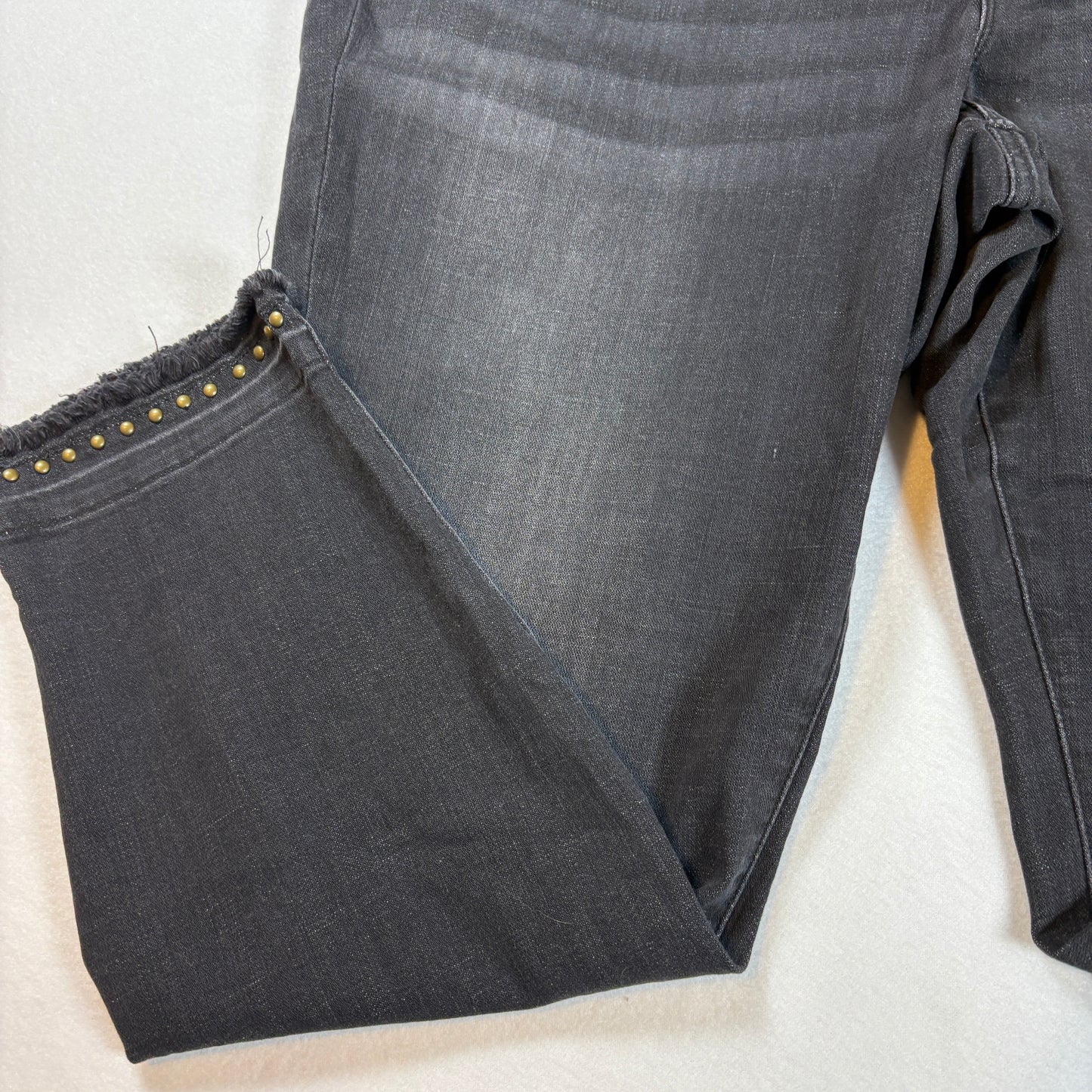 Style & Co Womens Jeans 16 Gray Skinny Leg Studded Trim Stretch Denim Pants