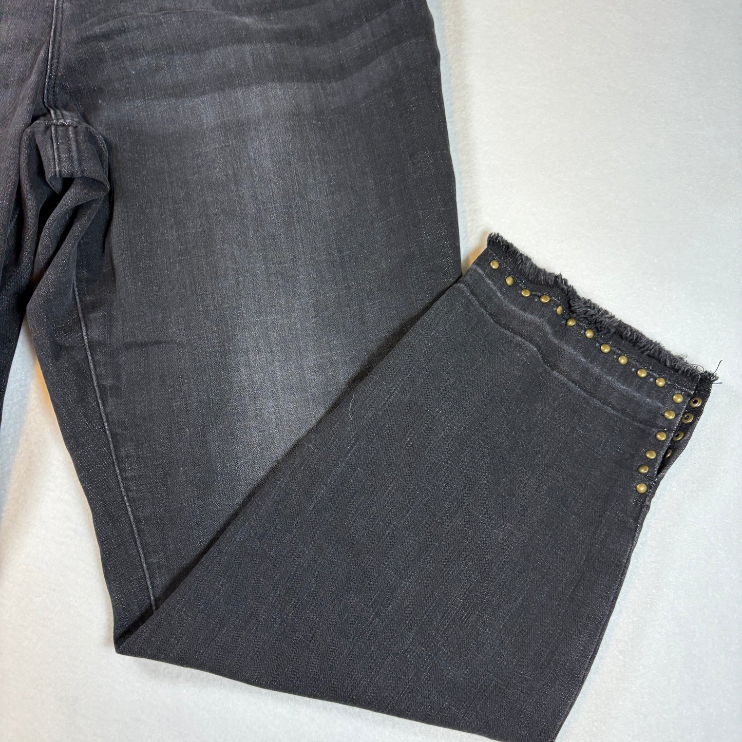 Style & Co Womens Jeans 16 Gray Skinny Leg Studded Trim Stretch Denim Pants
