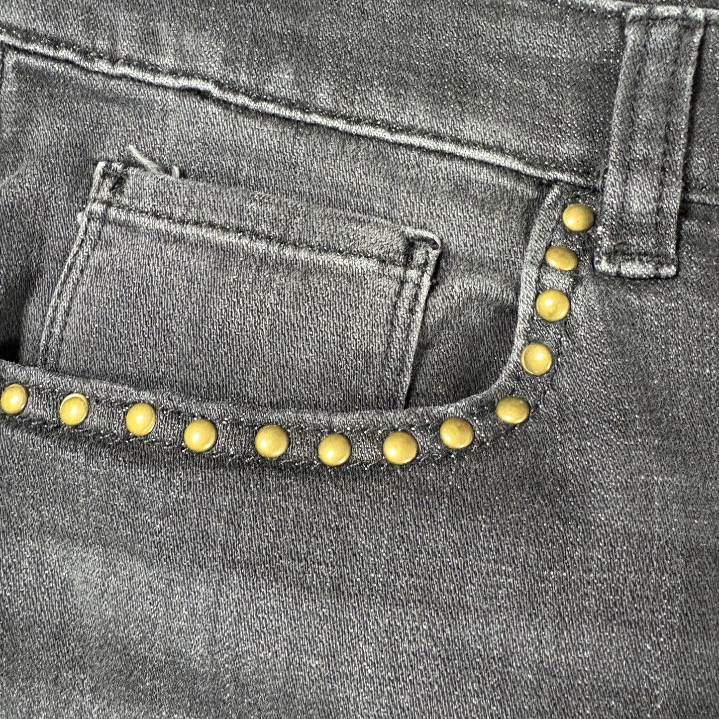 Style & Co Womens Jeans 16 Gray Skinny Leg Studded Trim Stretch Denim Pants