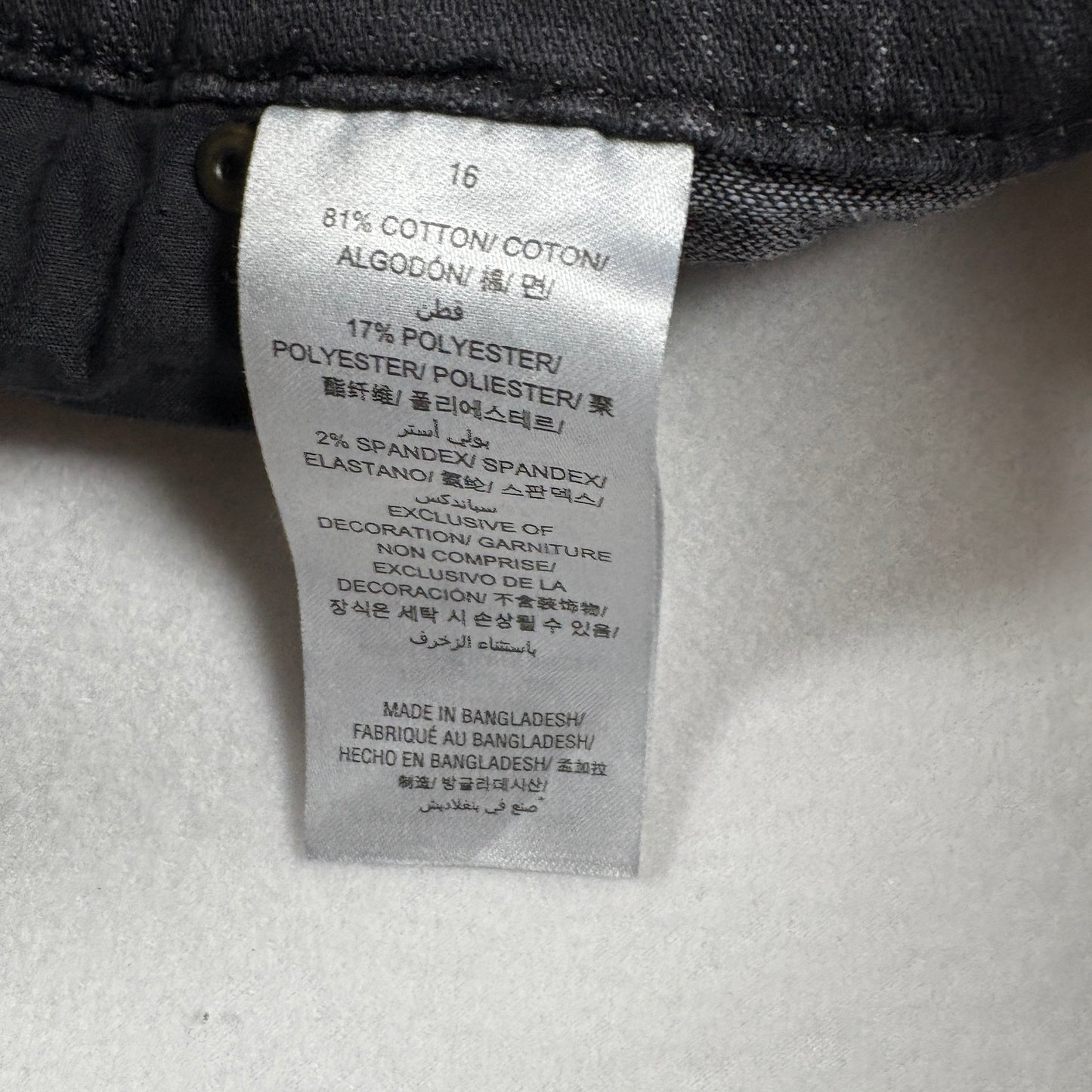 Style & Co Womens Jeans 16 Gray Skinny Leg Studded Trim Stretch Denim Pants