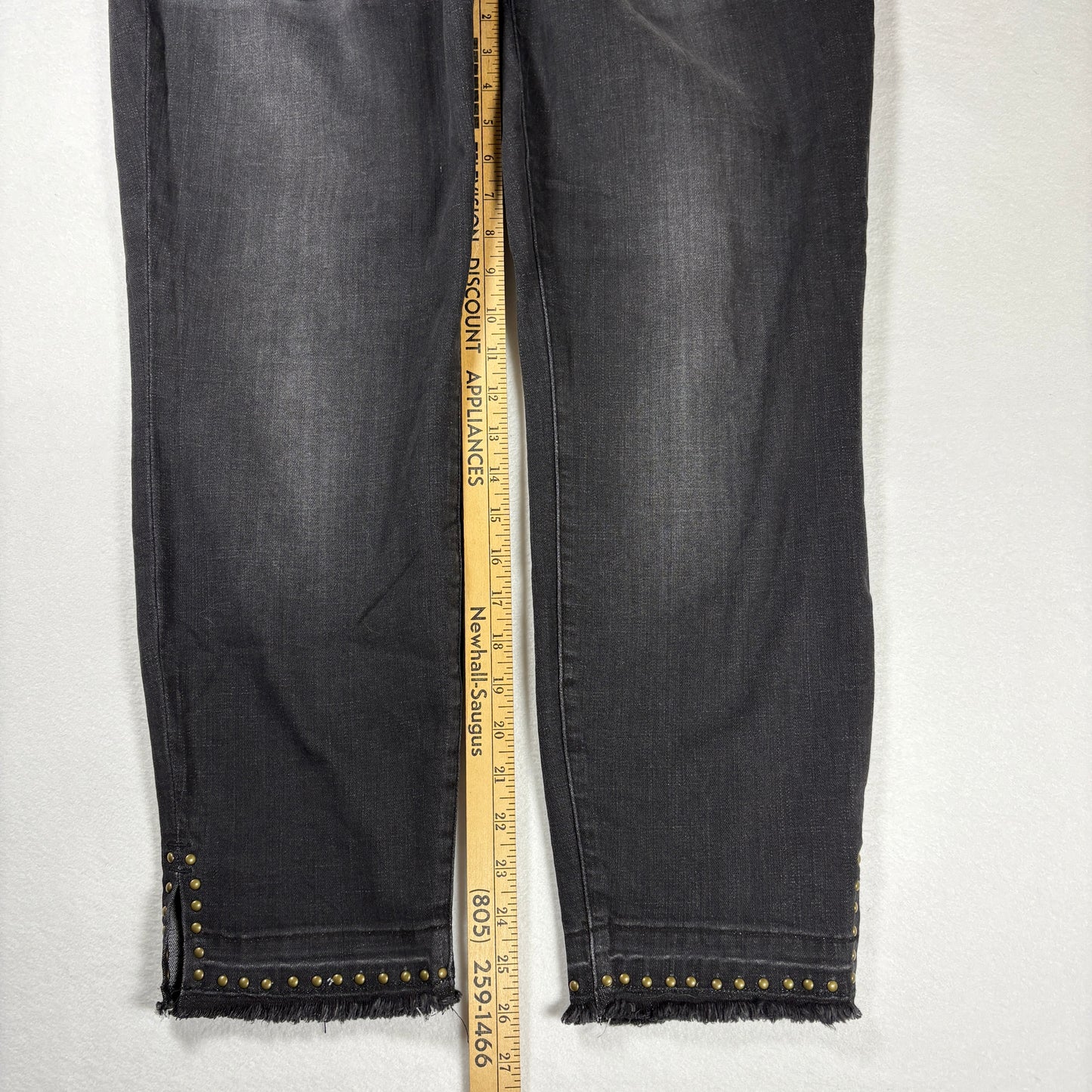 Style & Co Womens Jeans 16 Gray Skinny Leg Studded Trim Stretch Denim Pants