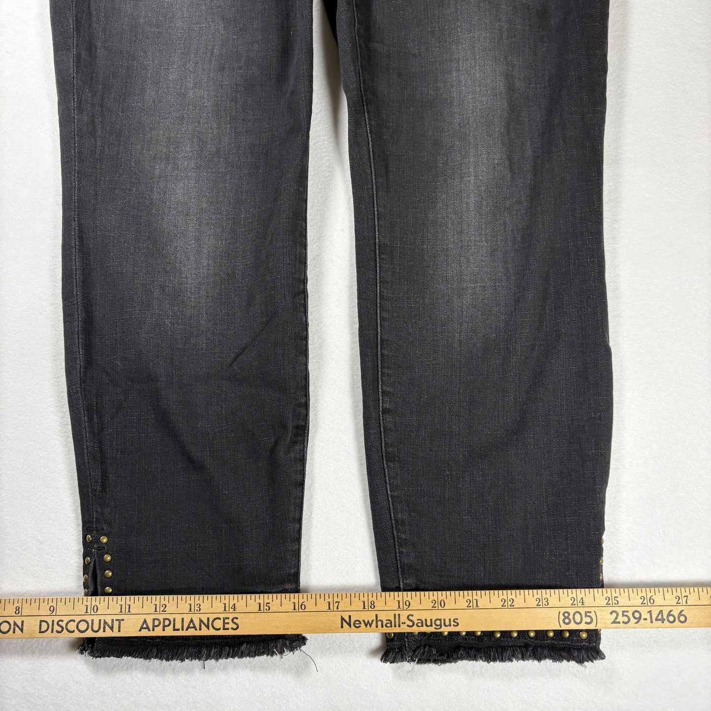 Style & Co Womens Jeans 16 Gray Skinny Leg Studded Trim Stretch Denim Pants