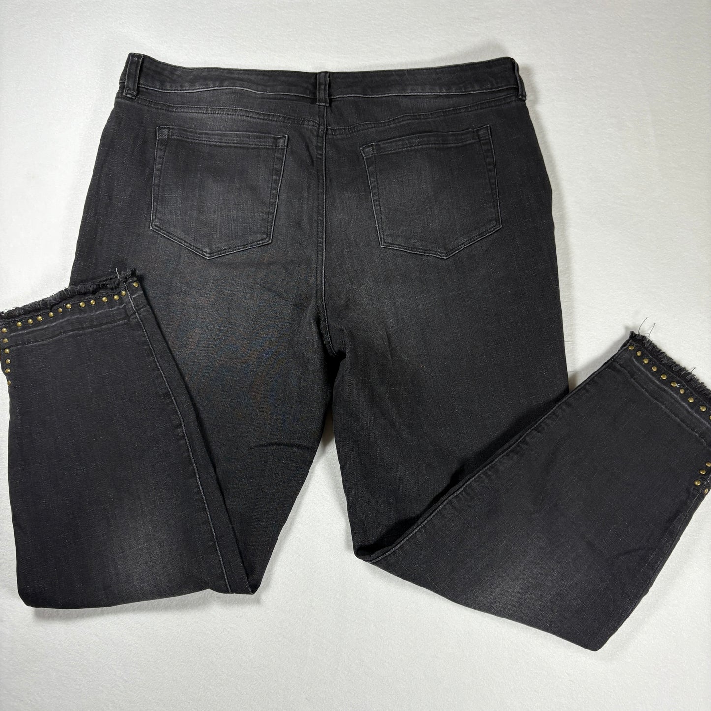 Style & Co Womens Jeans 16 Gray Skinny Leg Studded Trim Stretch Denim Pants