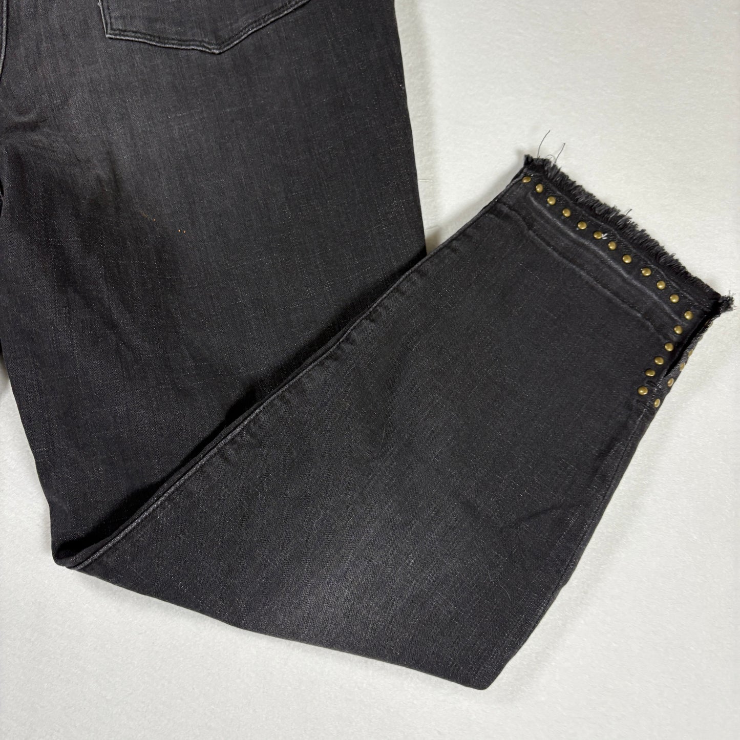 Style & Co Womens Jeans 16 Gray Skinny Leg Studded Trim Stretch Denim Pants