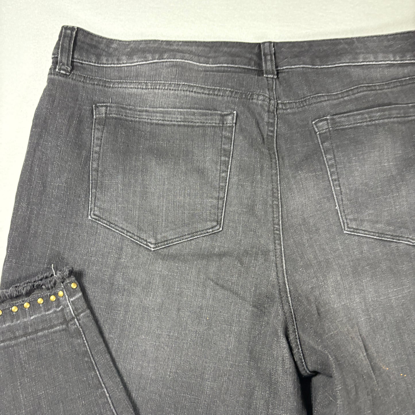 Style & Co Womens Jeans 16 Gray Skinny Leg Studded Trim Stretch Denim Pants