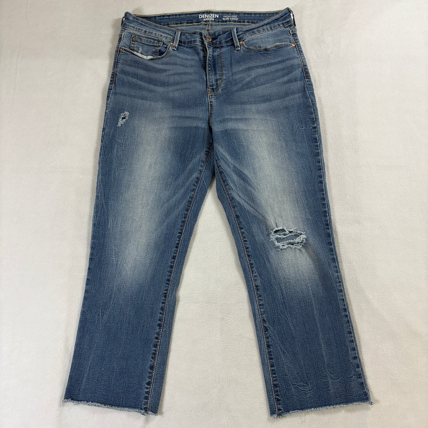 Levis Denizen High Rise Slim Crop Jeans W31 Fits Like 31 X 24 Blue Stretch Y2K