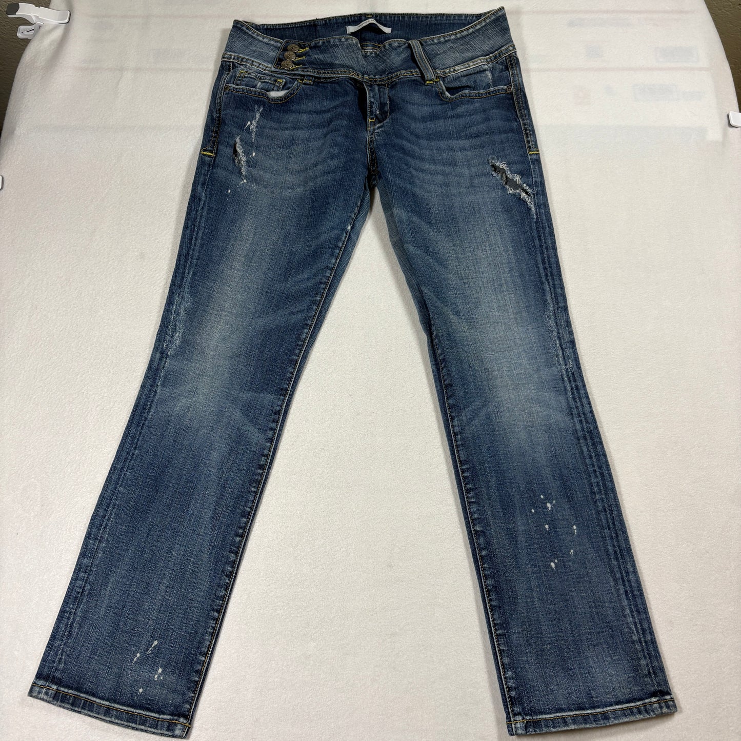 Vigoss Studio Jeans Womens 13/14 Distressed Medium Wash Y2K Stretch Denim
