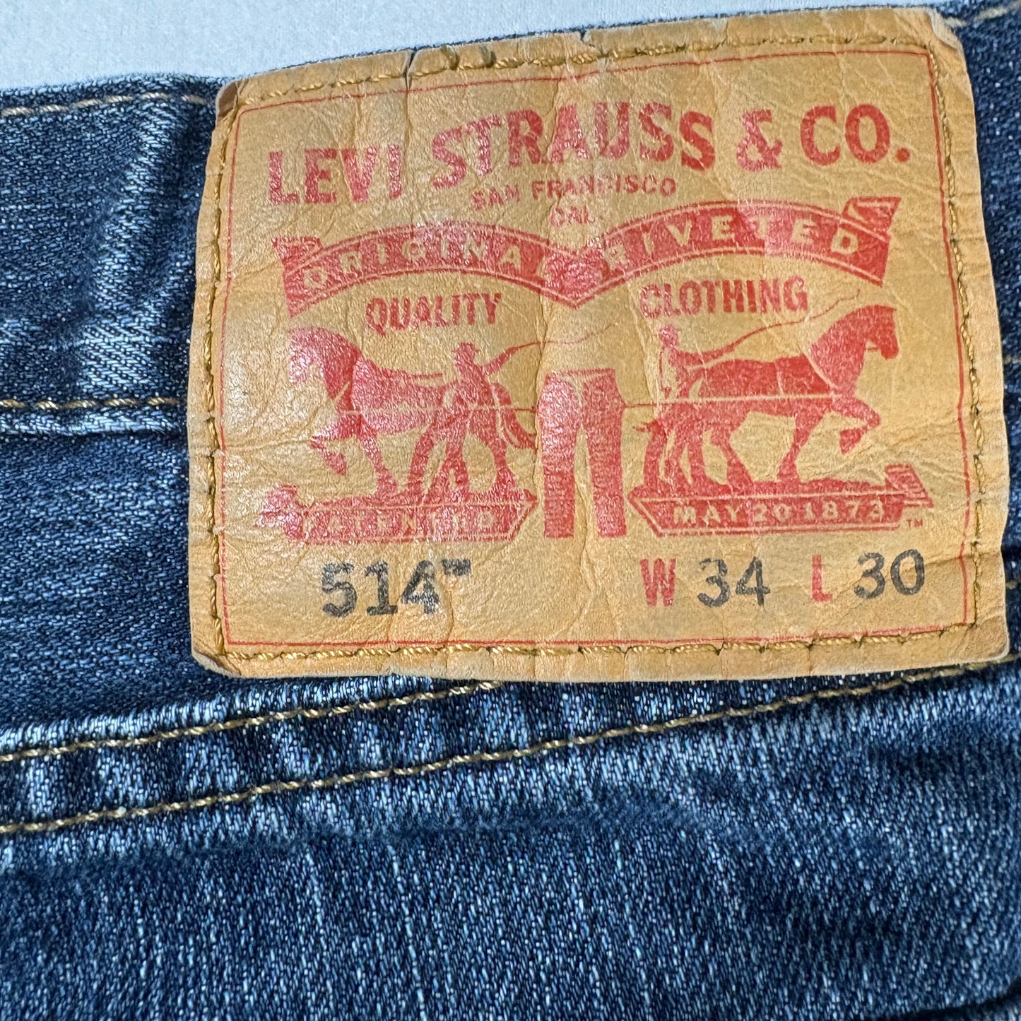 Levi’s 514 Men’s Jeans 34x30 Straight Leg Blue Denim Classic Fit Mid Rise Pants