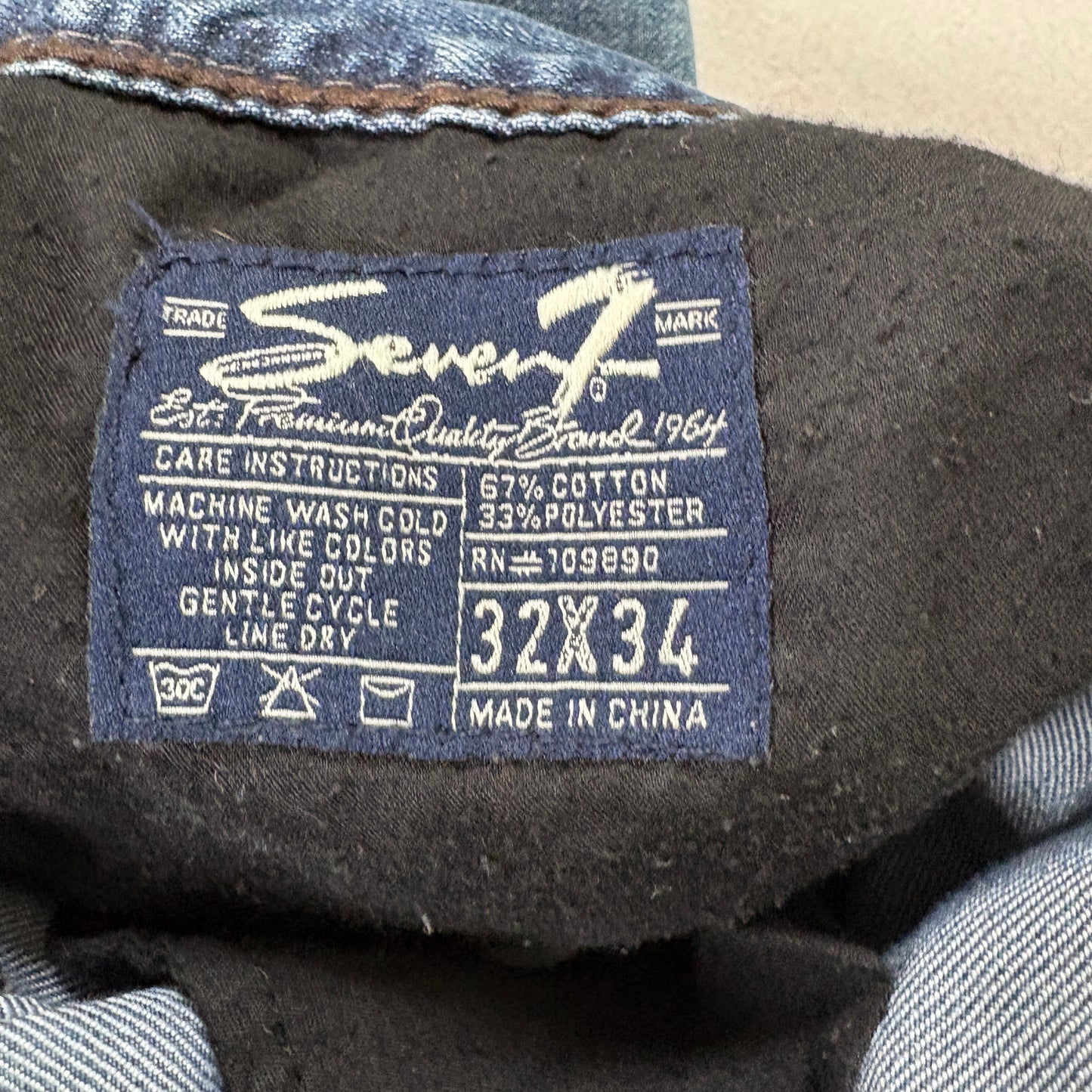 Seven7 Mens Jeans Size 32x34 Blue Bootcut Y2K 90s Grunge Faded Distressed