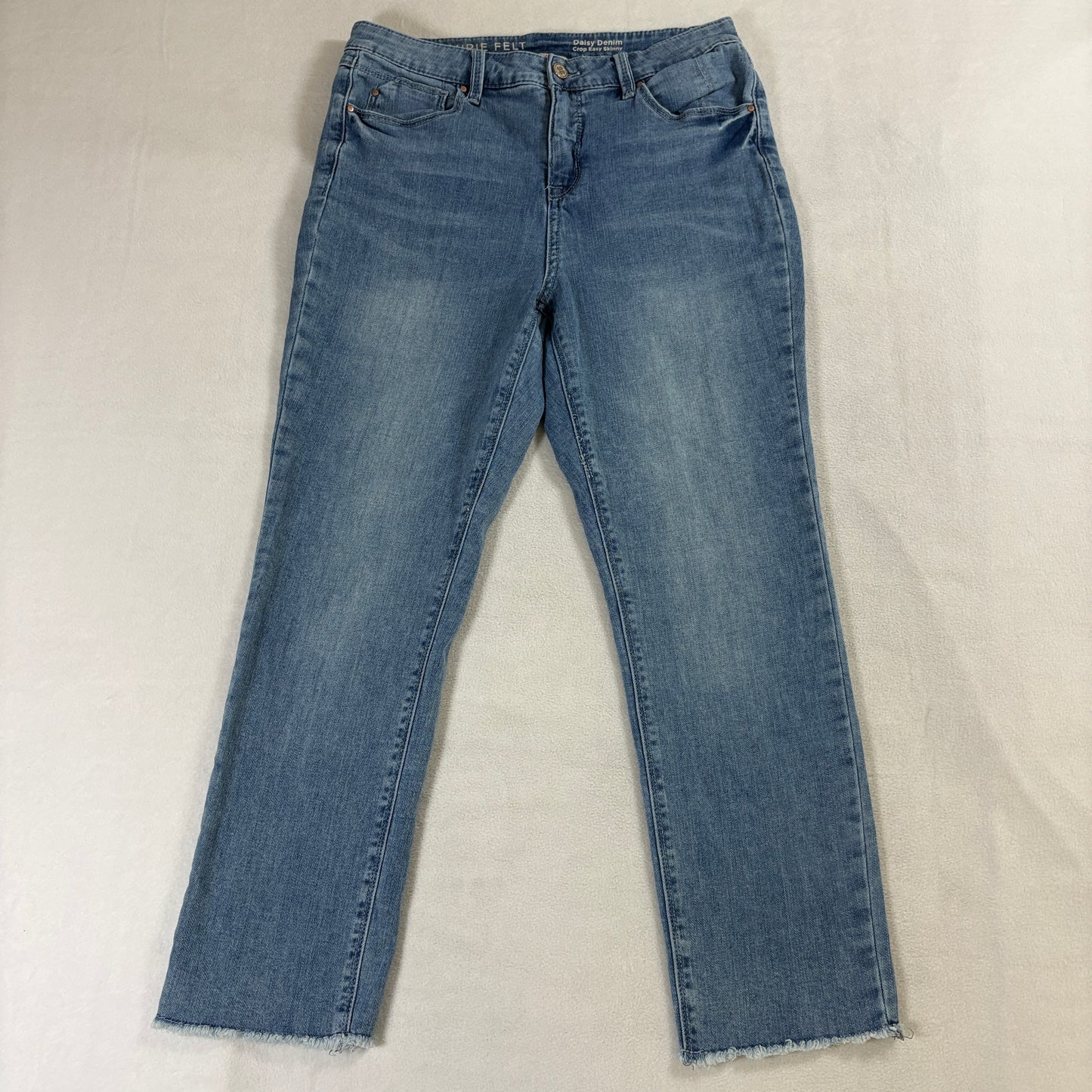 Crop Easy Skinny Jeans Laurie Felt Tag 10 Fits Like 30 X 25 Blue Stretch Raw Hem