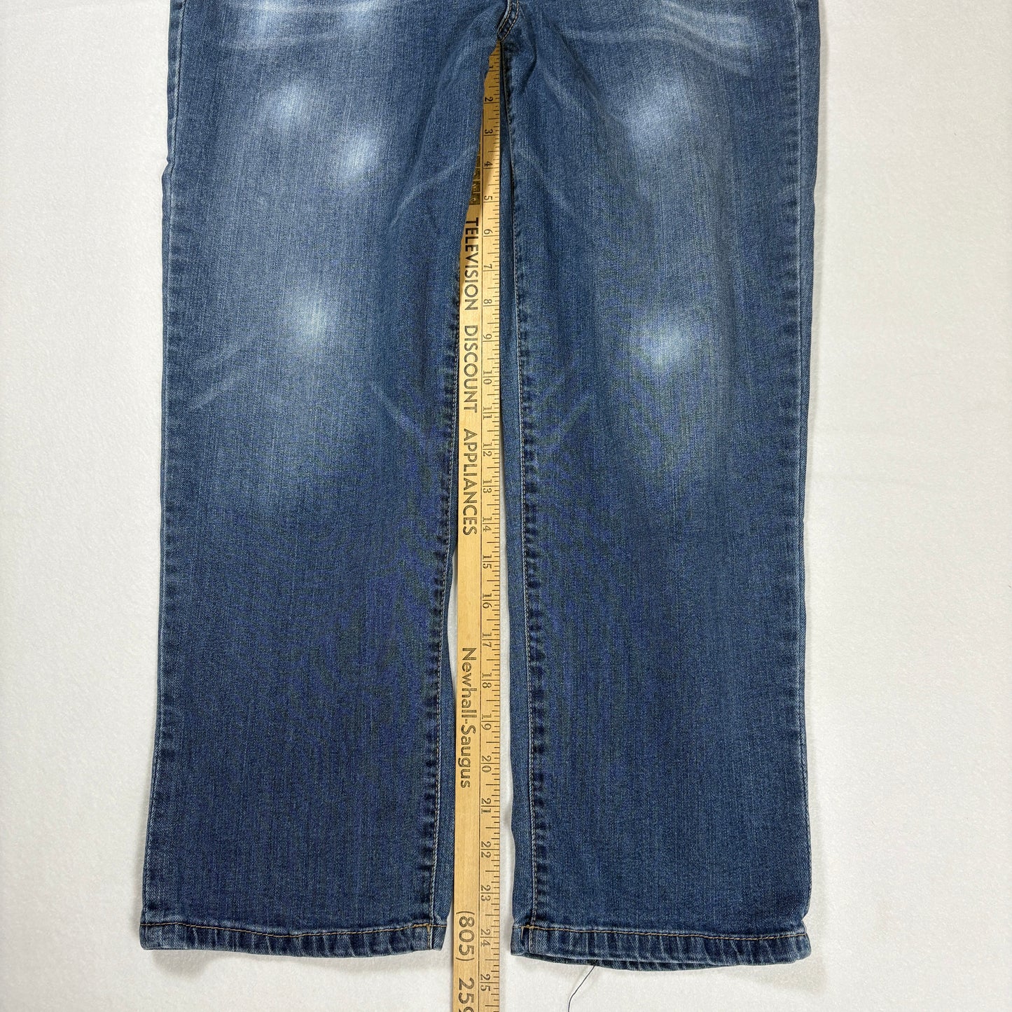 Democracy Women’s Jeans Size 14 Blue Straight Leg Faded Wash Stretch Denim Pants