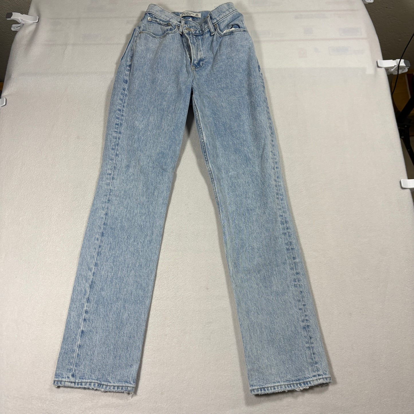 Abercrombie 90s Straight Jeans Womens 23 Ultra High Rise Curve Love Light Wash