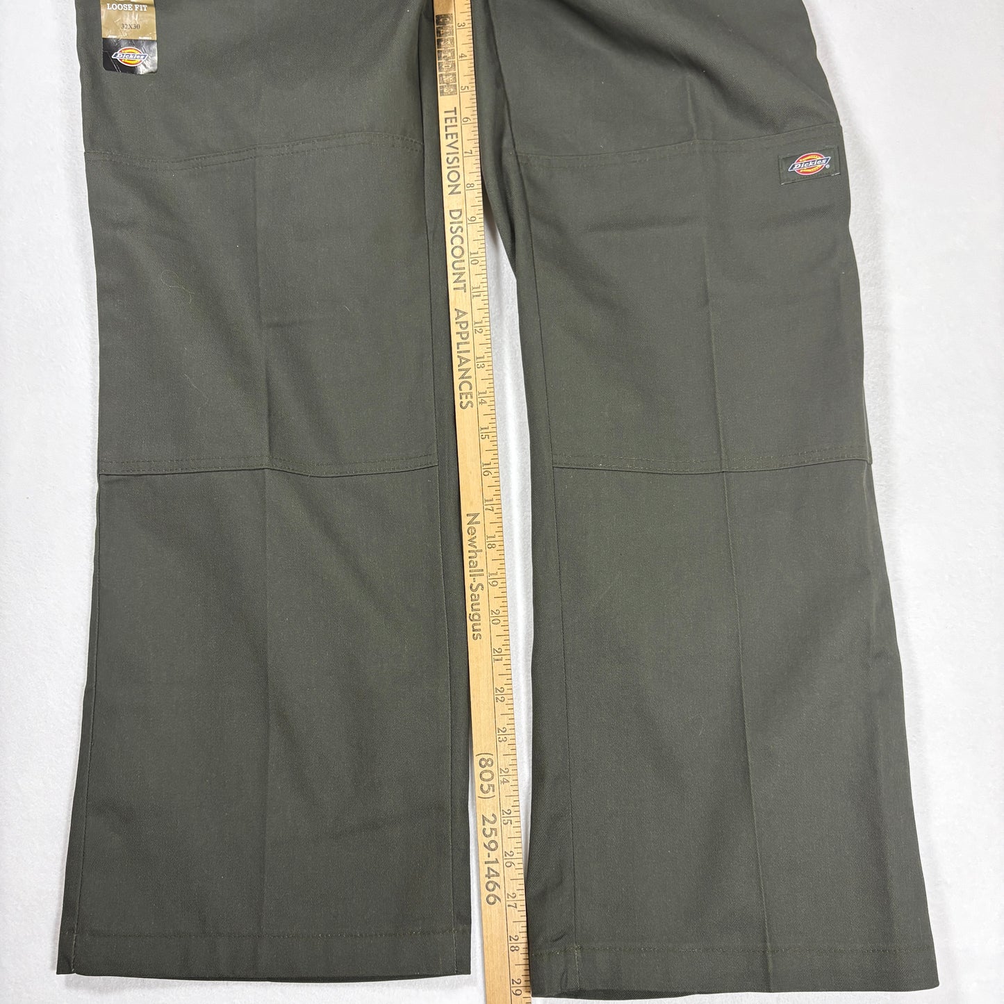 Dickies Men’s Loose Fit Work Pants 32x30 Green Twill Straight Leg Double Knee