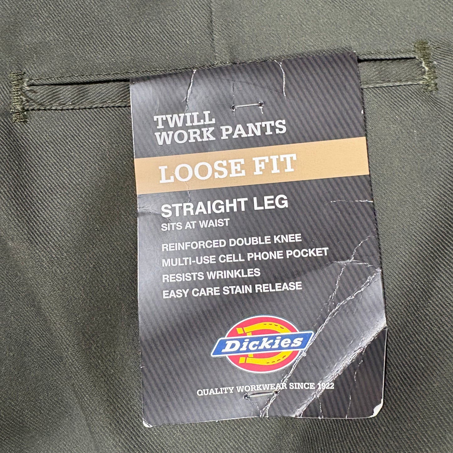 Dickies Men’s Loose Fit Work Pants 32x30 Green Twill Straight Leg Double Knee