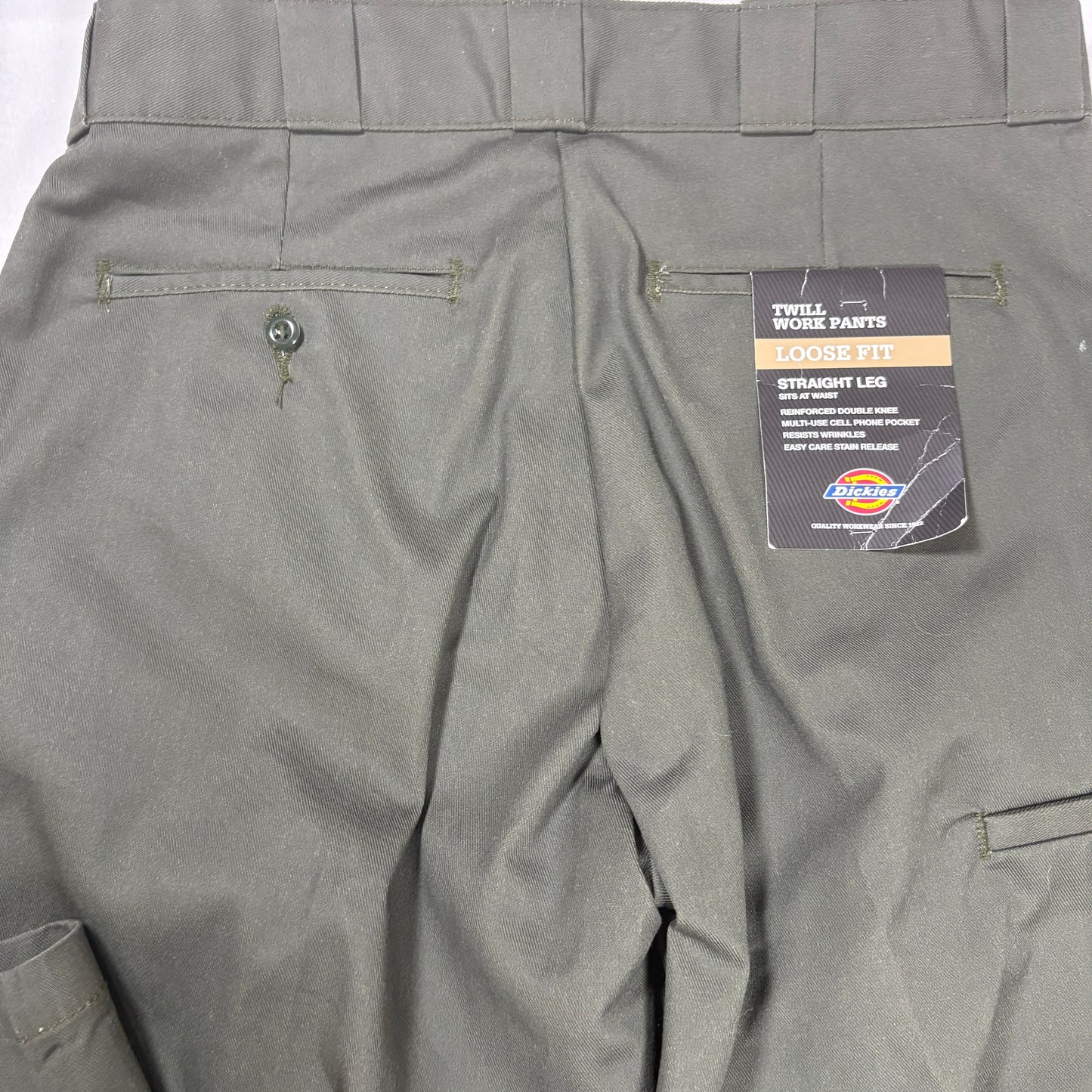 Dickies Men’s Loose Fit Work Pants 32x30 Green Twill Straight Leg Double Knee