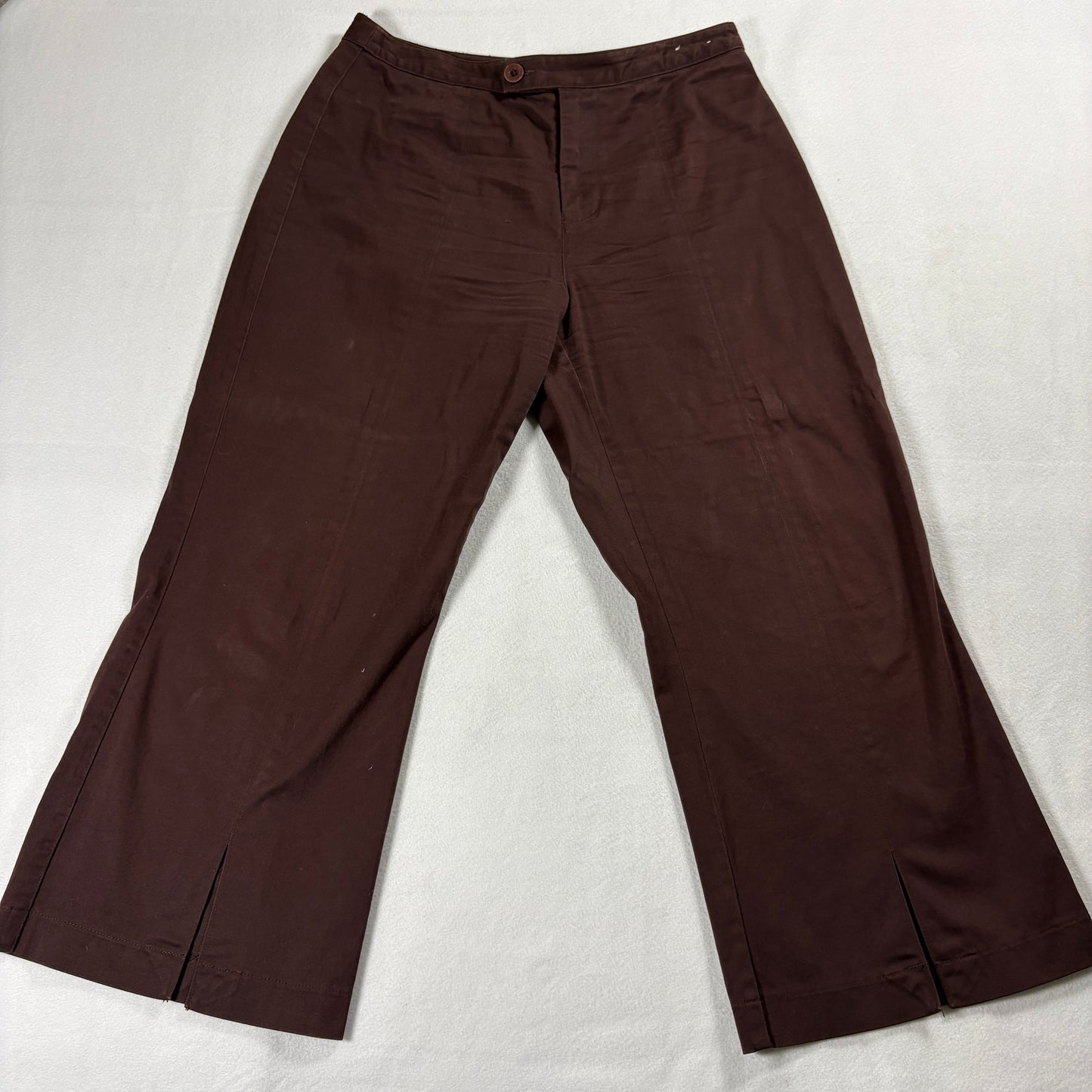 Carolina Blues Pants Womens 8 Stretch Brown Cropped Split Hem Vintage Y2K Fit 90
