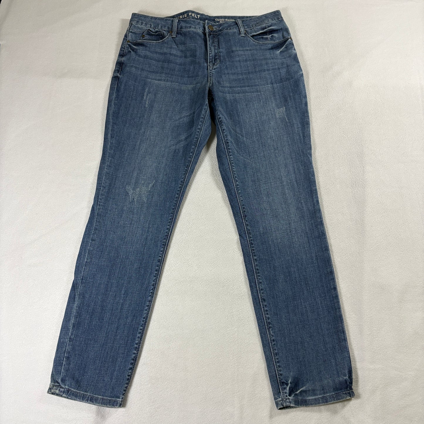 Girlfriend Jeans Light Wash Stretch Laurie Felt 10 Fits Like 33X30 Classic Denim