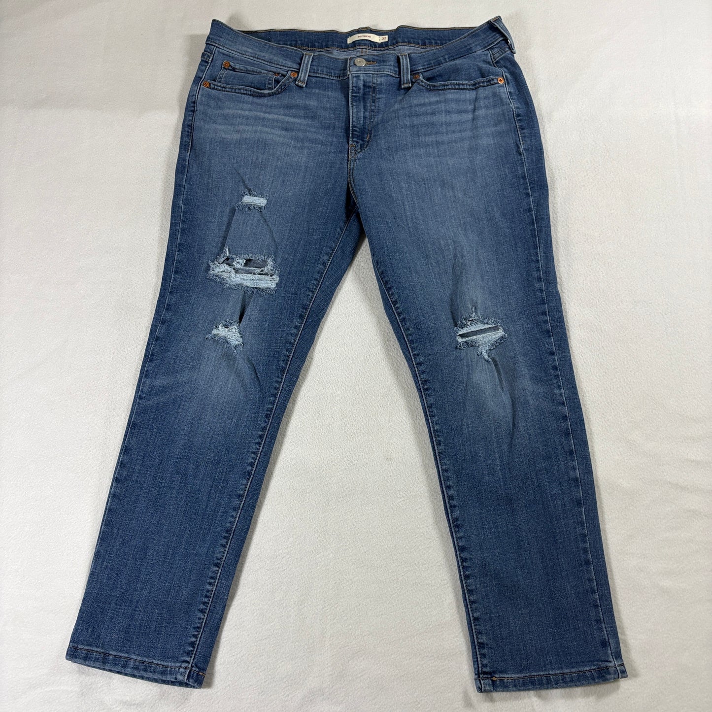 Levis Boyfriend Jeans W32 L27 Fits Like 36X26 Distressed Stretch Denim Mid Rise