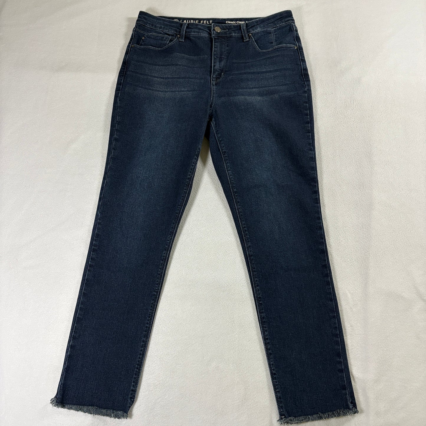 Skinny Ankle Jeans Dark Wash Stretch Laurie Felt 12 Fits Like 32X27 Raw Hem