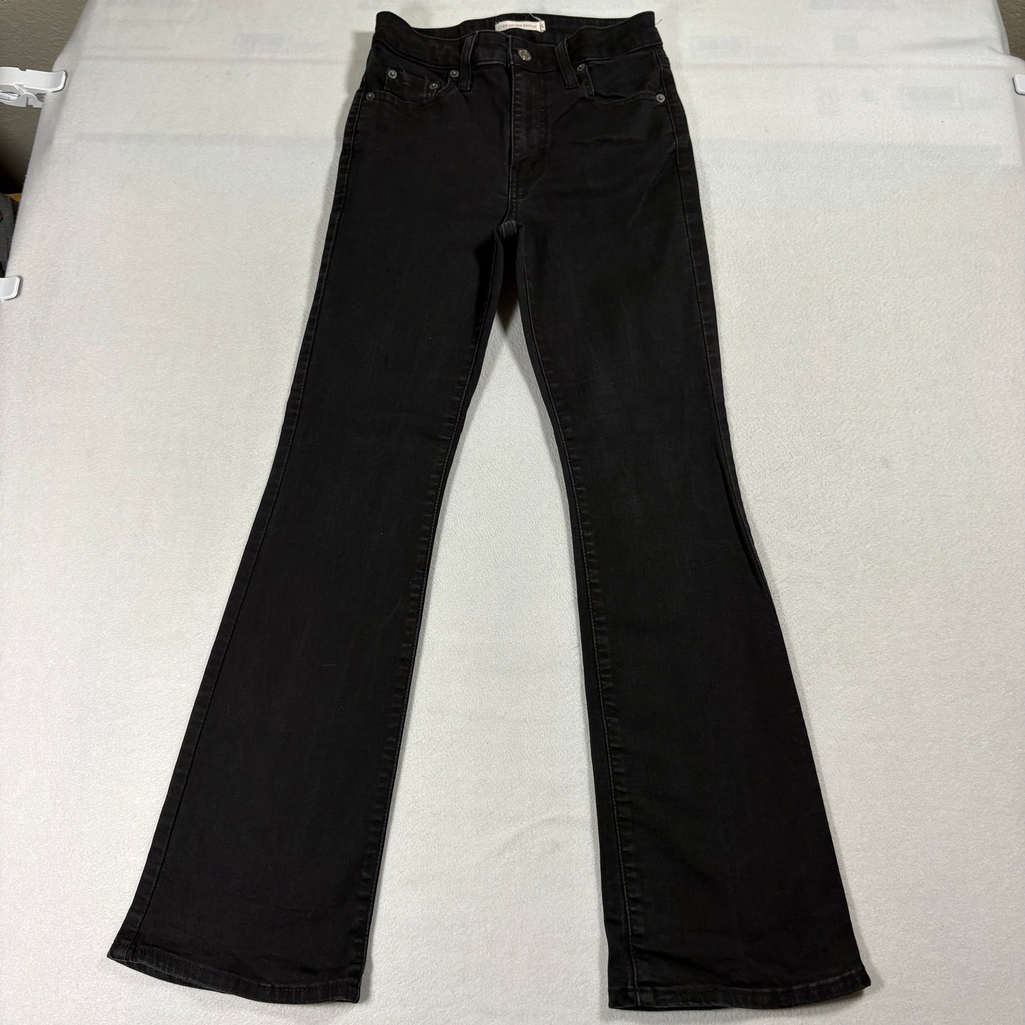 Levis 725 High Rise Bootcut Jeans Womens 26 Black Flare Retro Y2K Denim