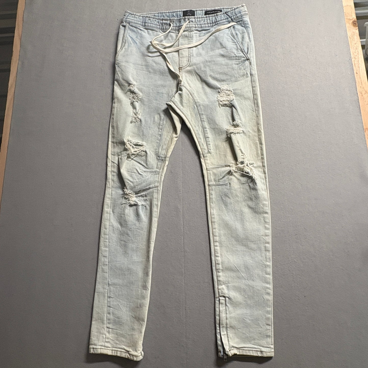Cotton On Slim Urban Zip Jeans Joggers Mens 32 Fits Like 34x31 Distressed