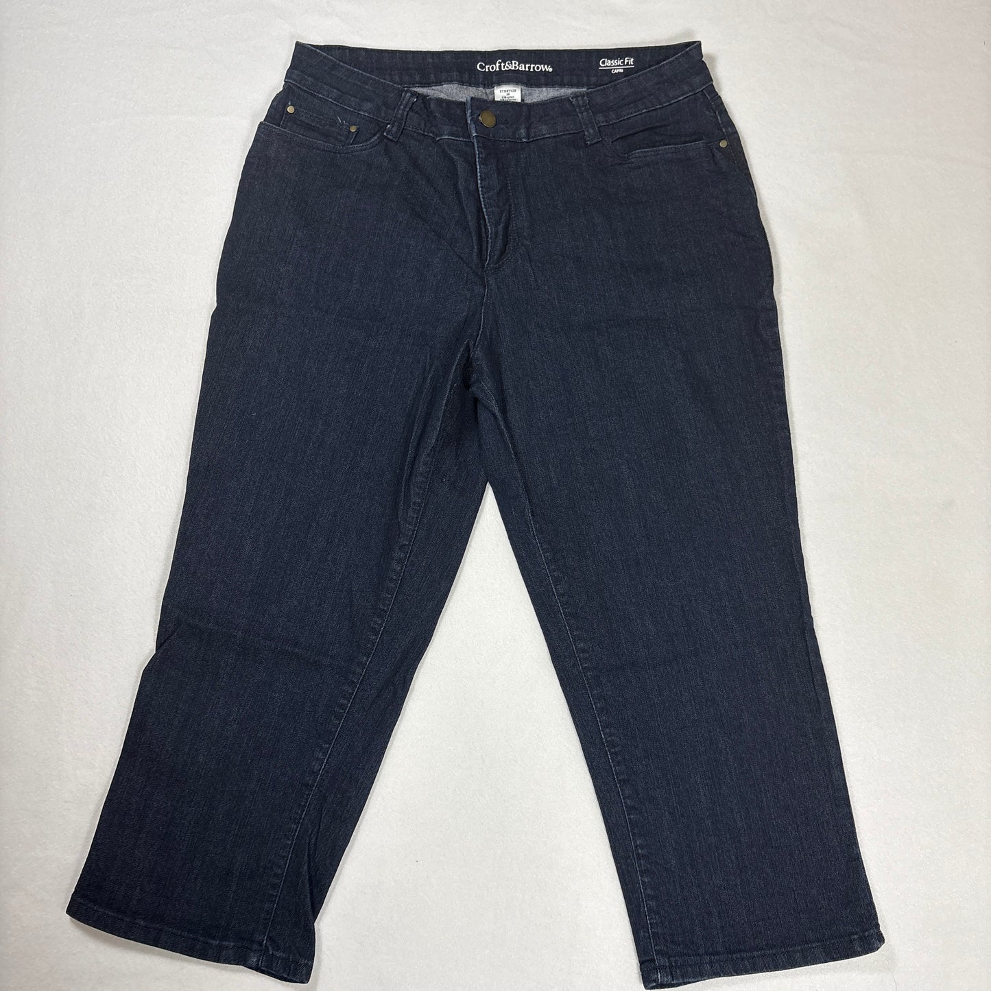 Croft & Barrow Women’s Capri Jeans Size 14 Classic Fit Stretch Dark Wash Denim
