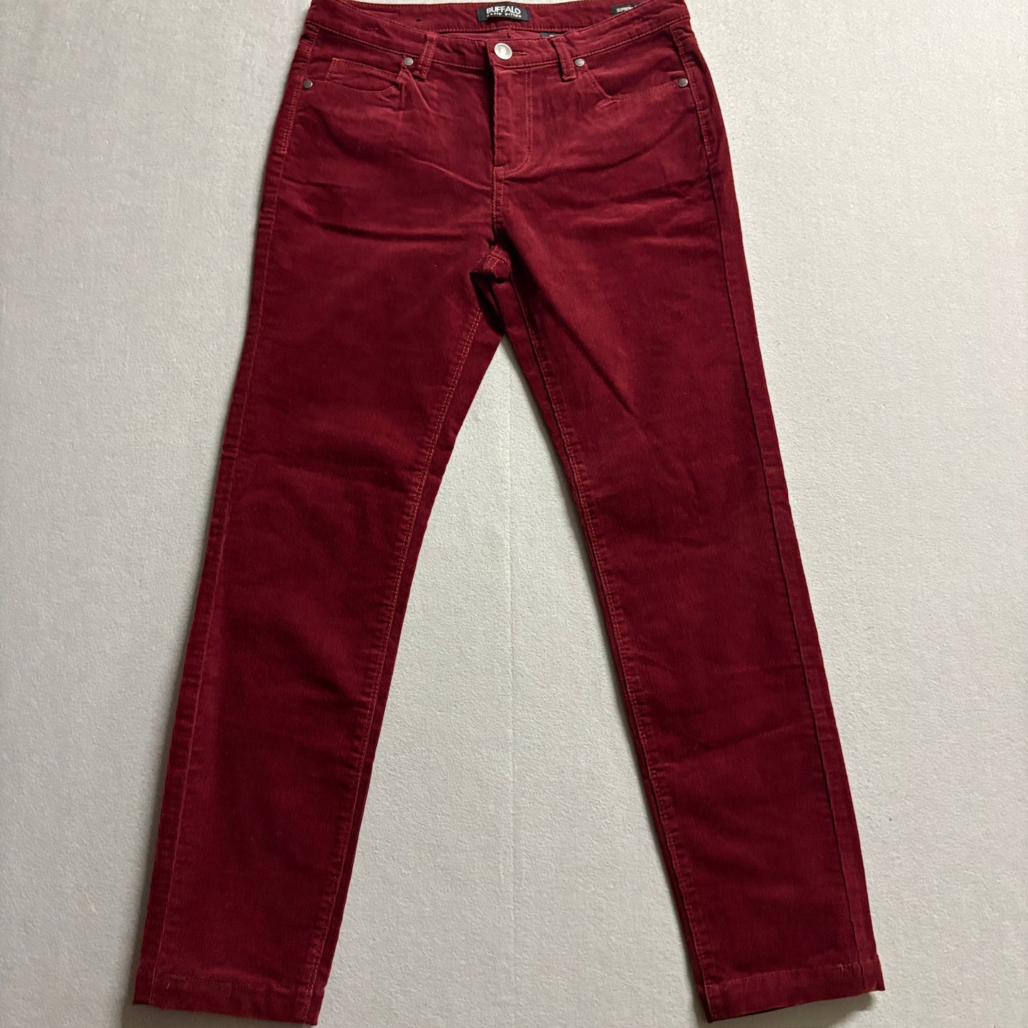 Buffalo David Bitton Skinny Corduroy Pants Womens 8 Fits Like 30x29 Burgundy