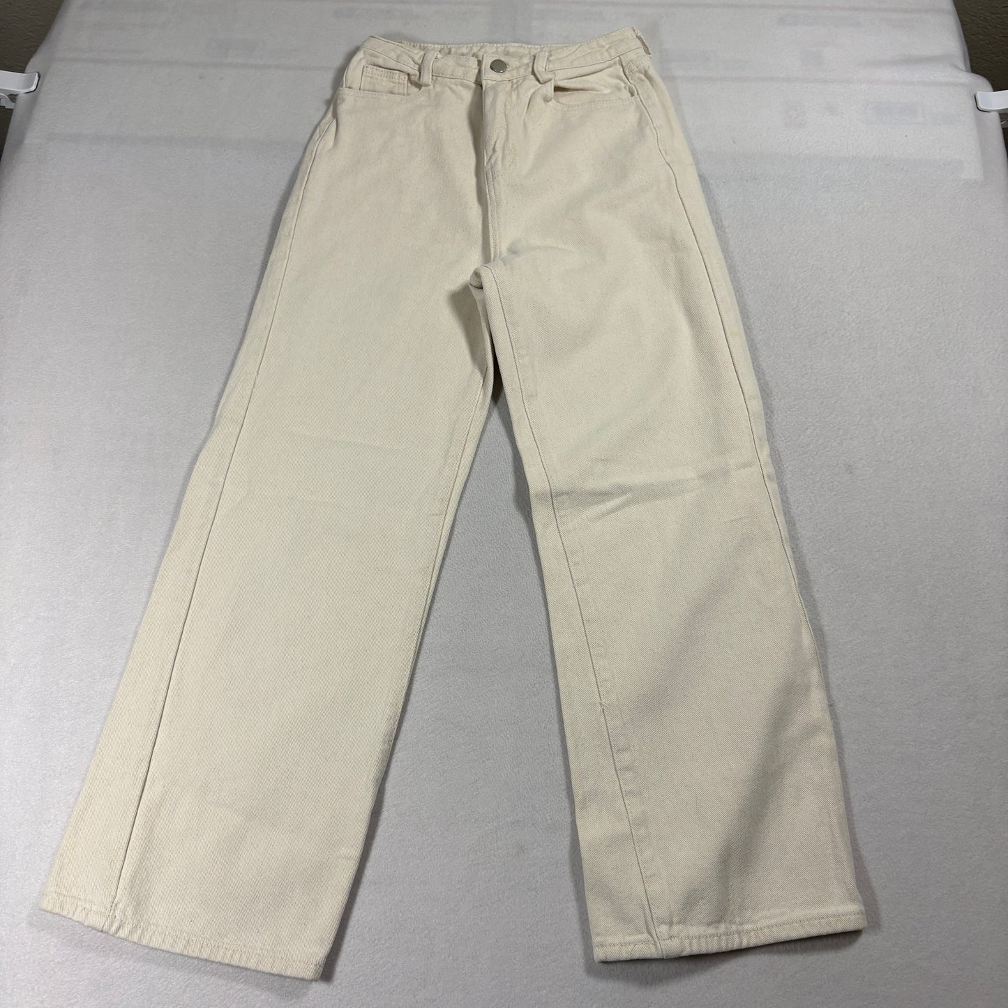 Cream Straight Leg Pants Womens Small Vintage Y2K Minimalist Casual