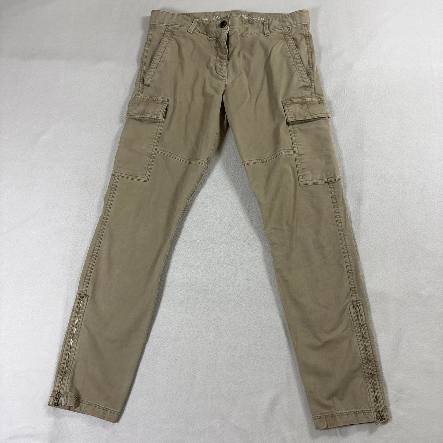 GAP Khakis Cargo Pants Skinny Mini Khaki Utility Zip Ankle 4 Fits Like 31 X 28
