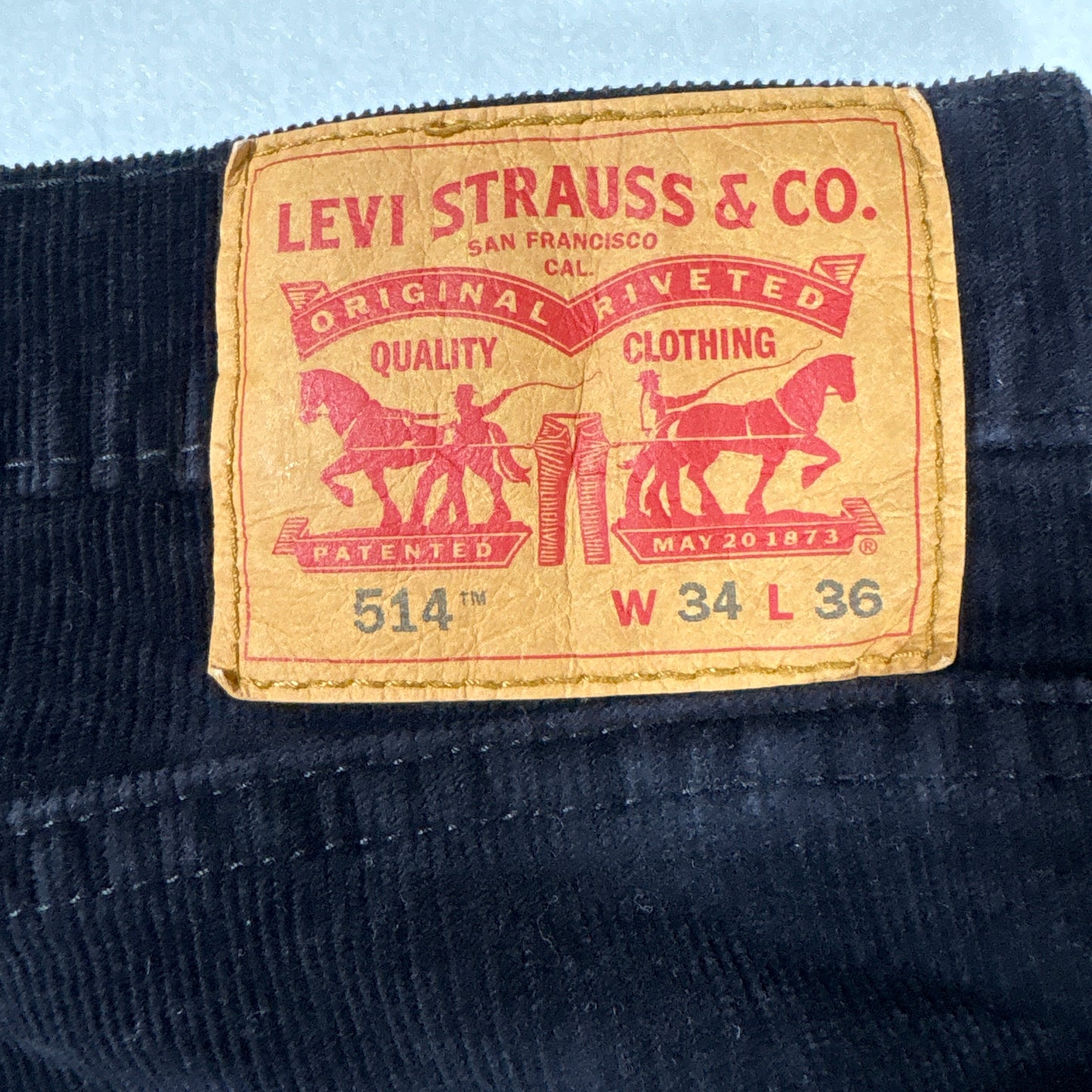 Levi’s 514 Men’s Corduroy Pants Black W34 L36 Straight Leg Casual