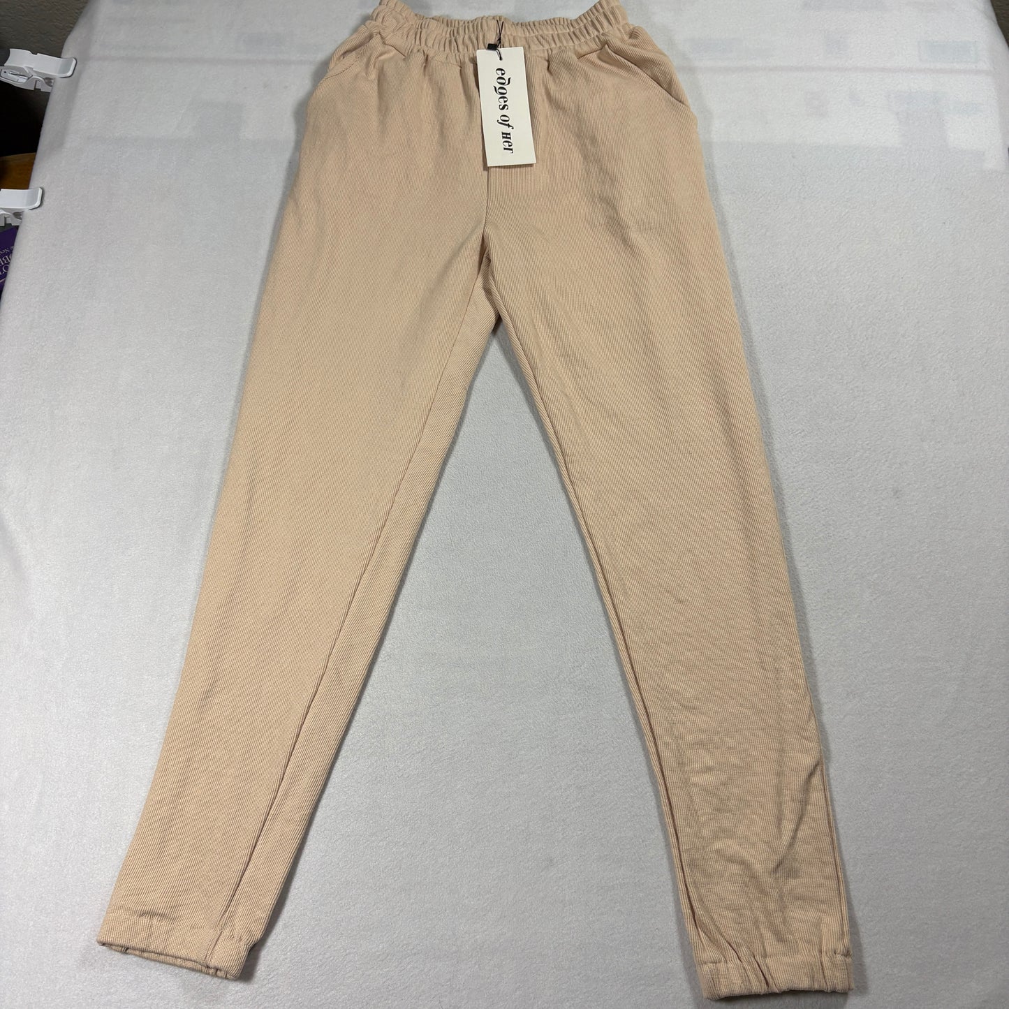 Beige Knit Jogger Pants Womens XS NWT Soft Lounge Casual Streetwear