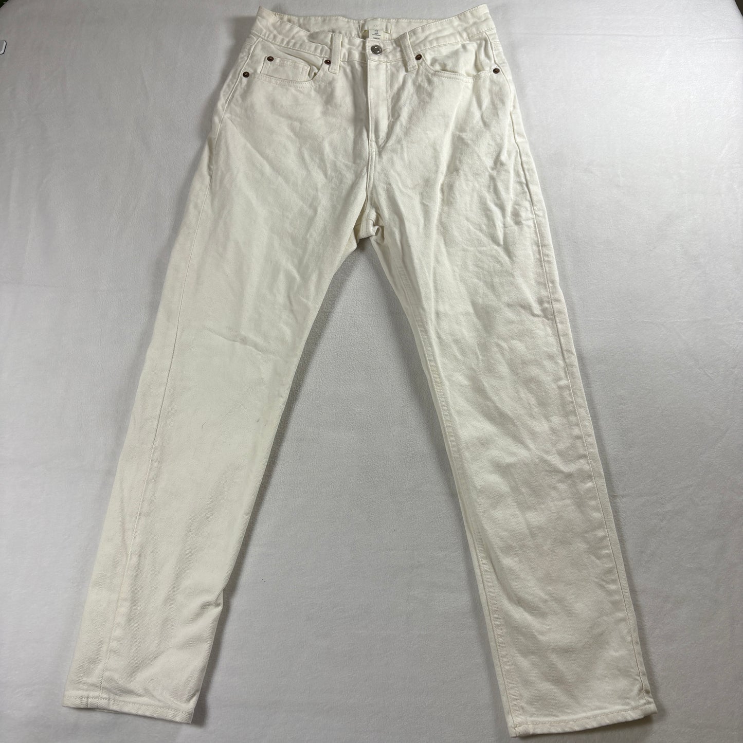 Zara Jeans Womens 8 White High Rise Skinny Stretch Denim Clean Minimal Style Fit