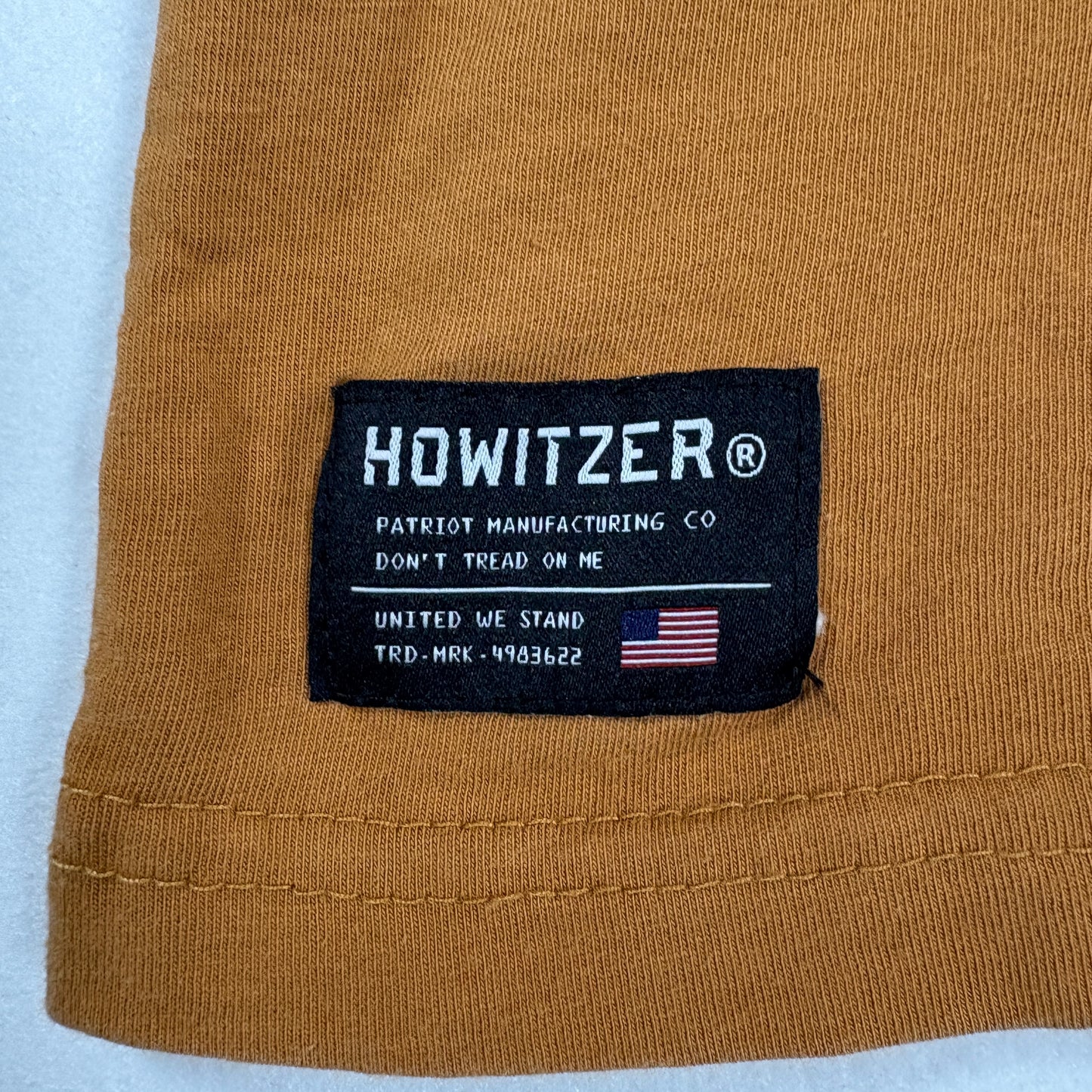 Howitzer T-Shirt Mens Large Brown Graphic Flag Blue Collar Patriot USA Tee
