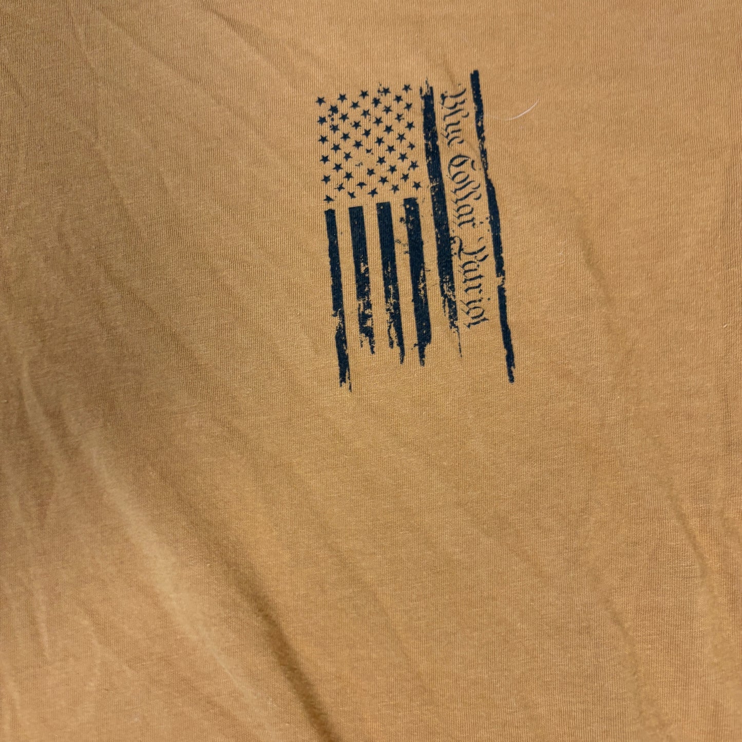 Howitzer T-Shirt Mens Large Brown Graphic Flag Blue Collar Patriot USA Tee