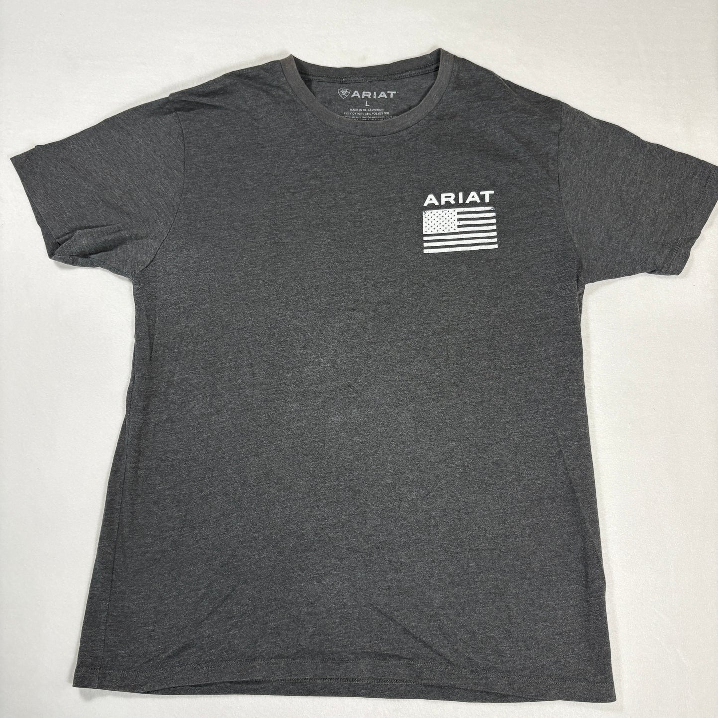 Ariat T-Shirt Mens Large Gray Graphic USA Flag Logo Western Workwear Tee